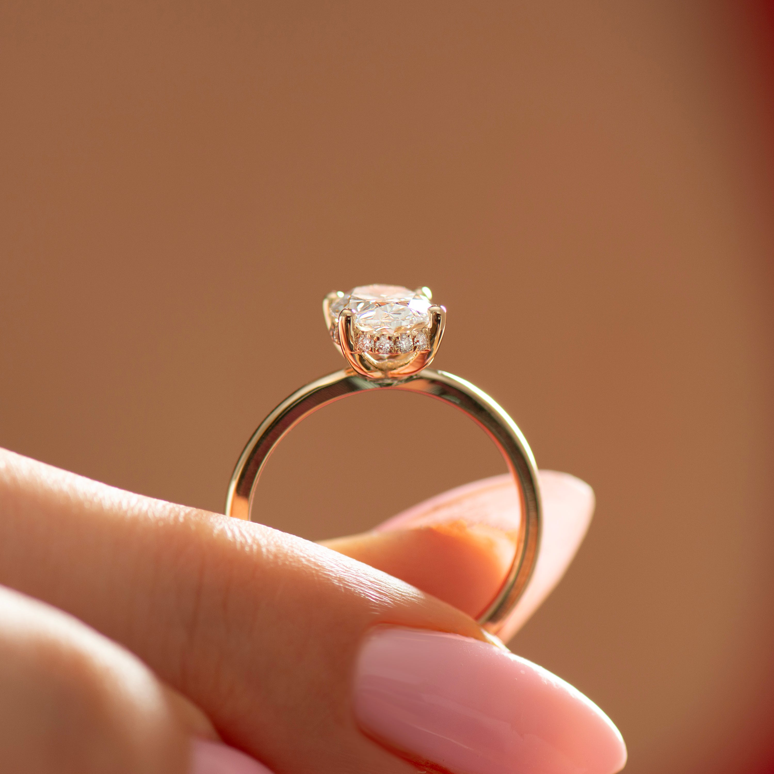 Hidden Halo Oval Engagement Ring