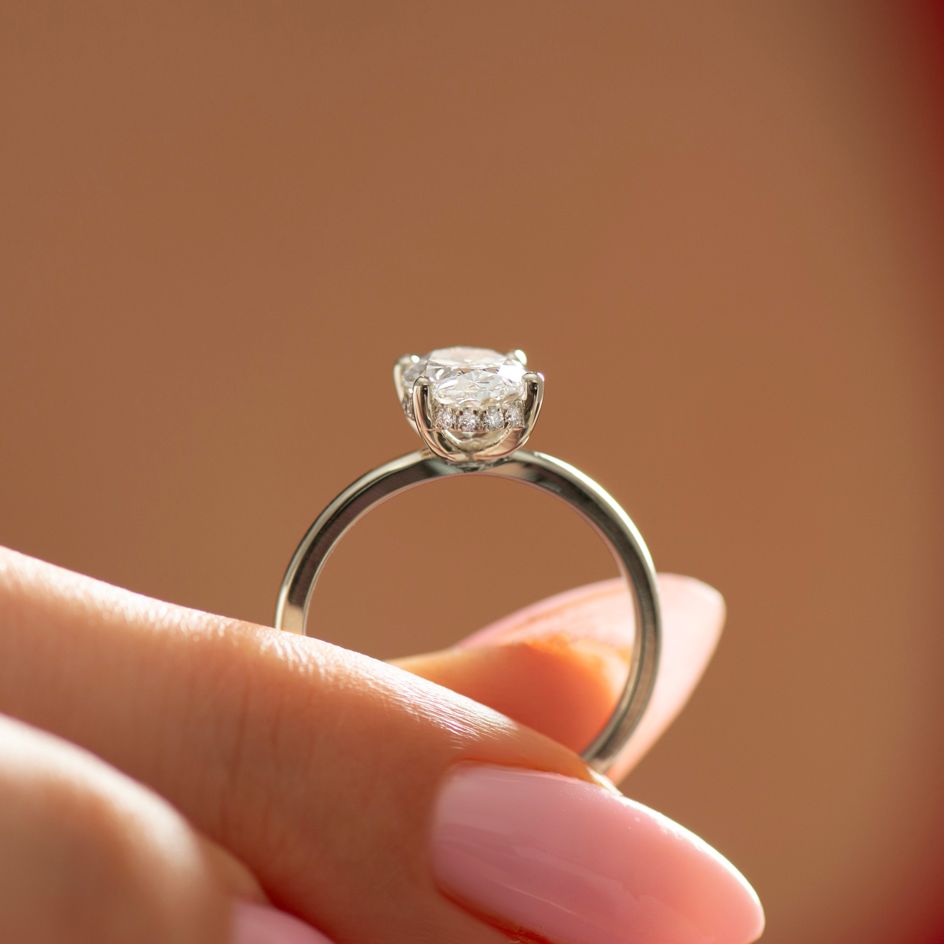 Hidden Halo Oval Engagement Ring