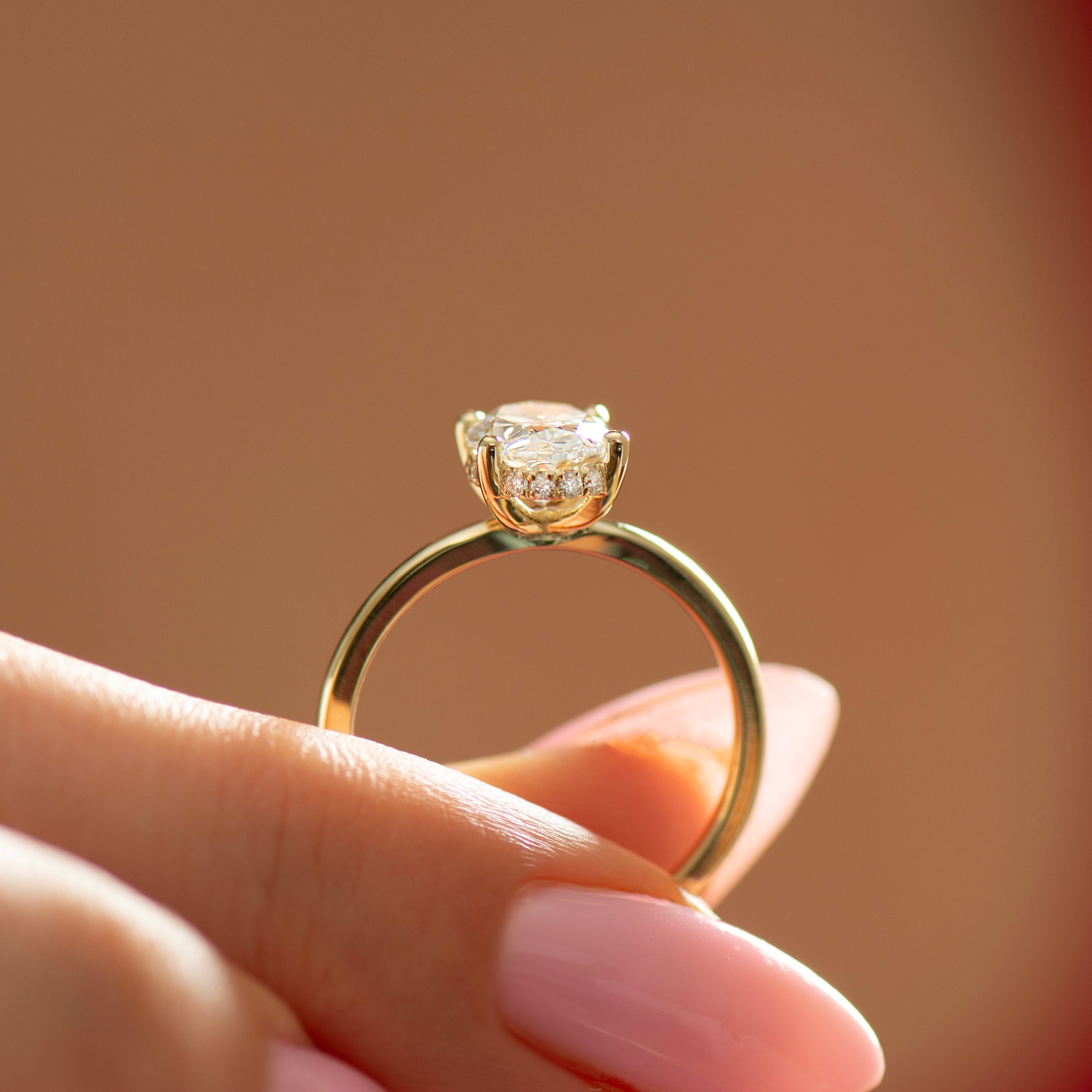 Hidden Halo Oval Engagement Ring
