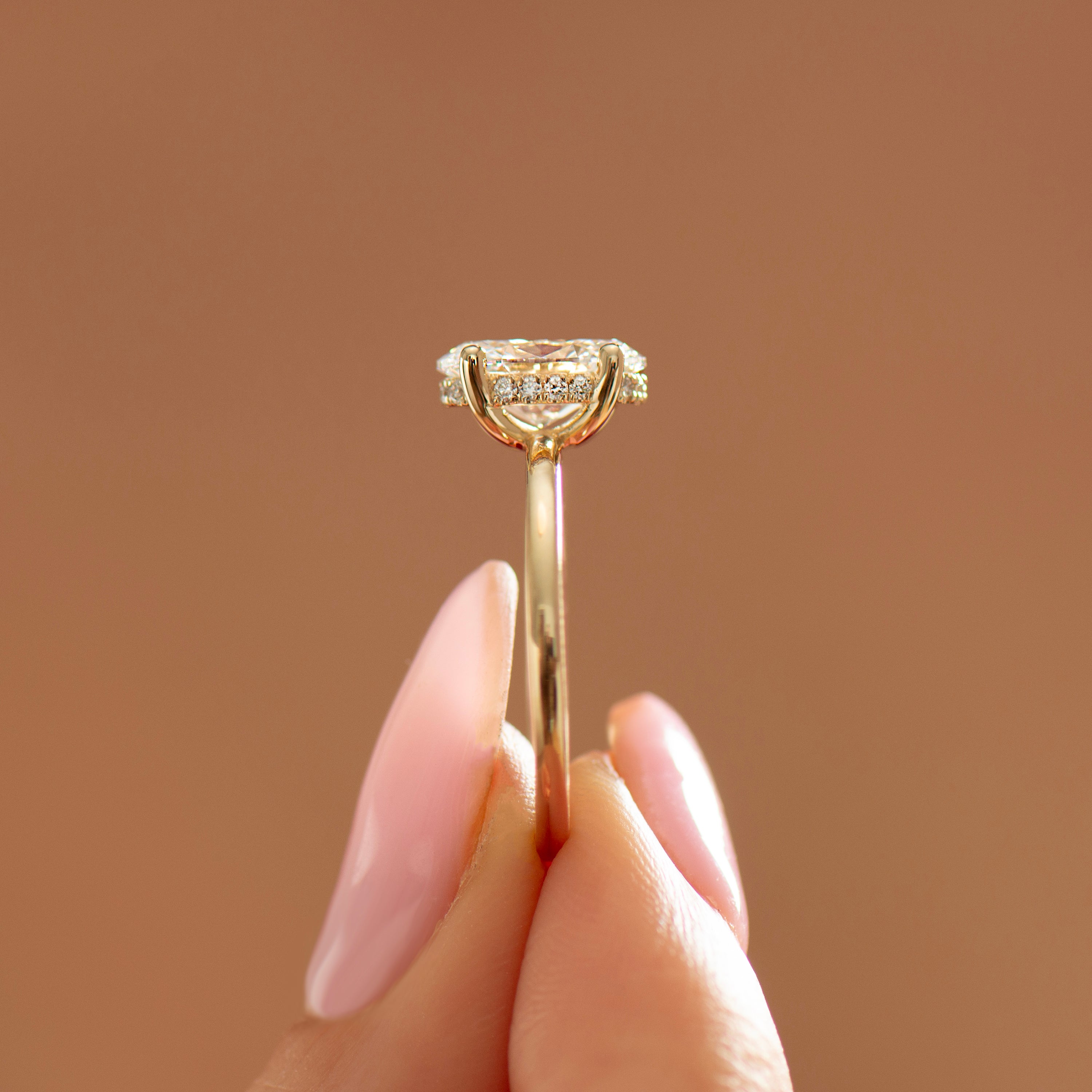 Hidden Halo Oval Engagement Ring