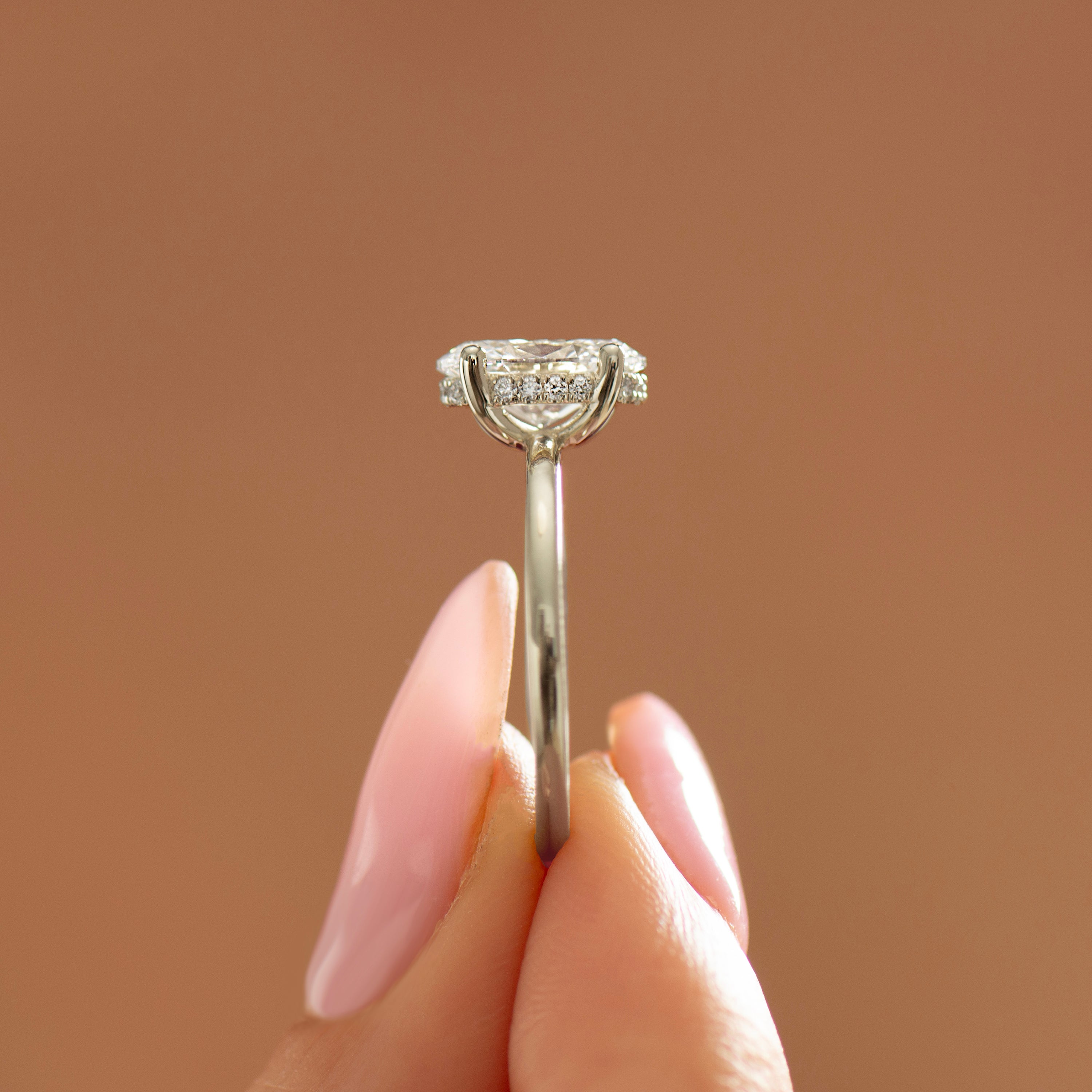 Hidden Halo Oval Engagement Ring