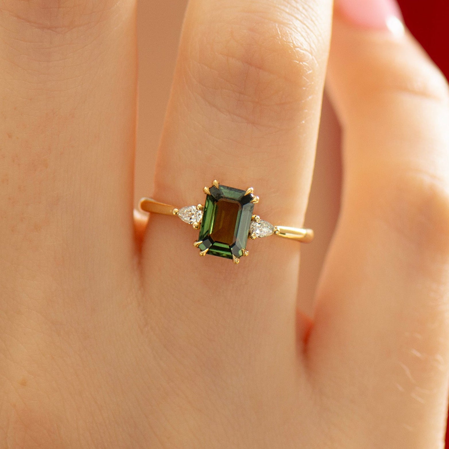 Emerald Green Sapphire Ring