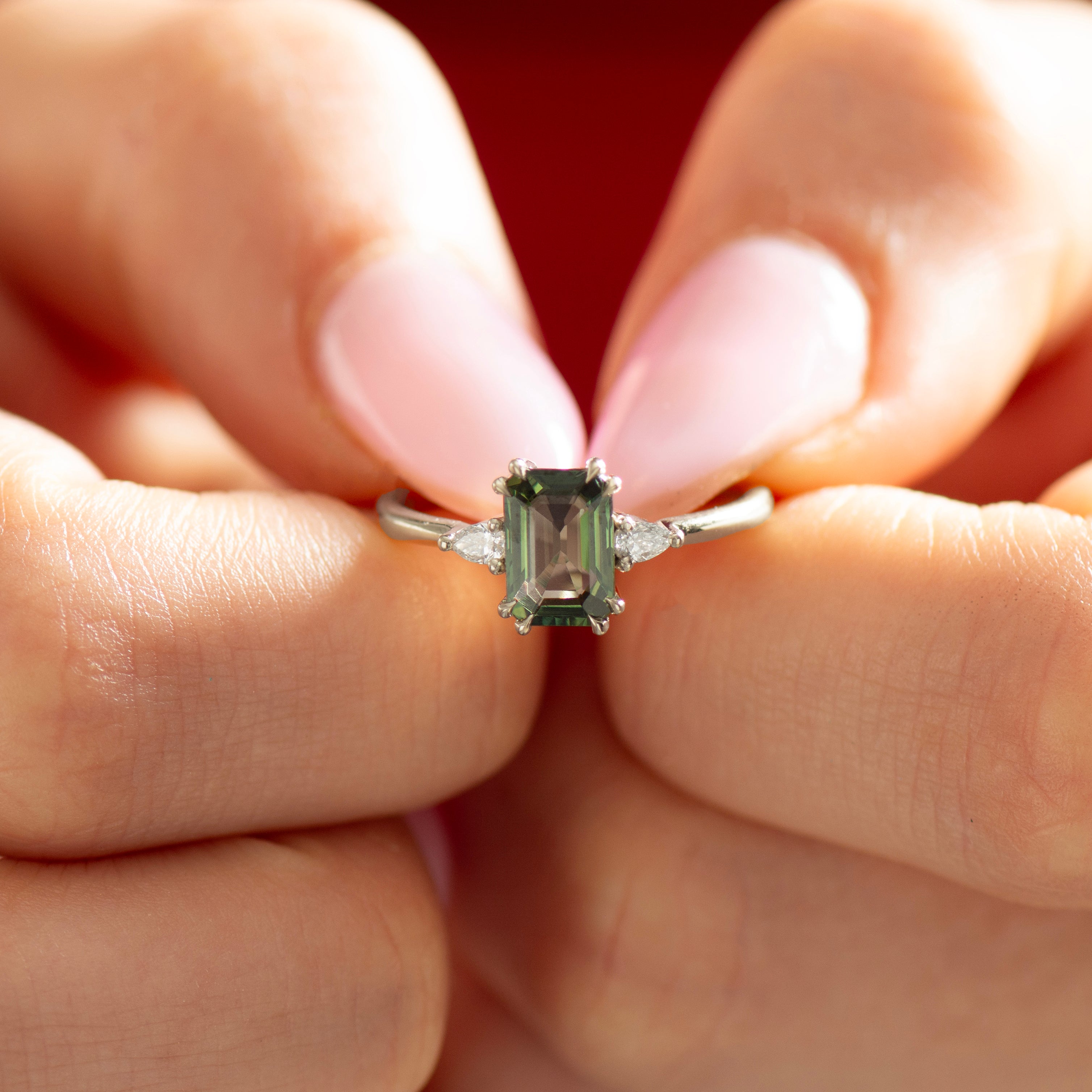 Emerald Green Sapphire Ring