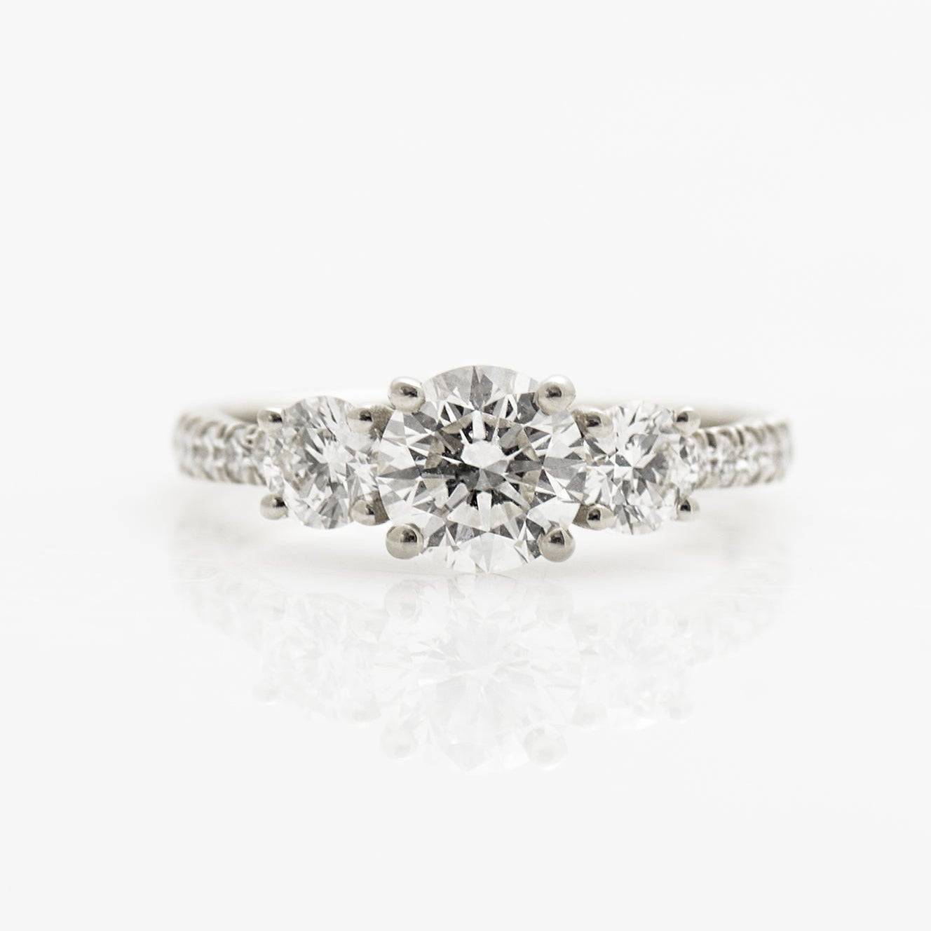 Three Stones Pave Engagement Ring