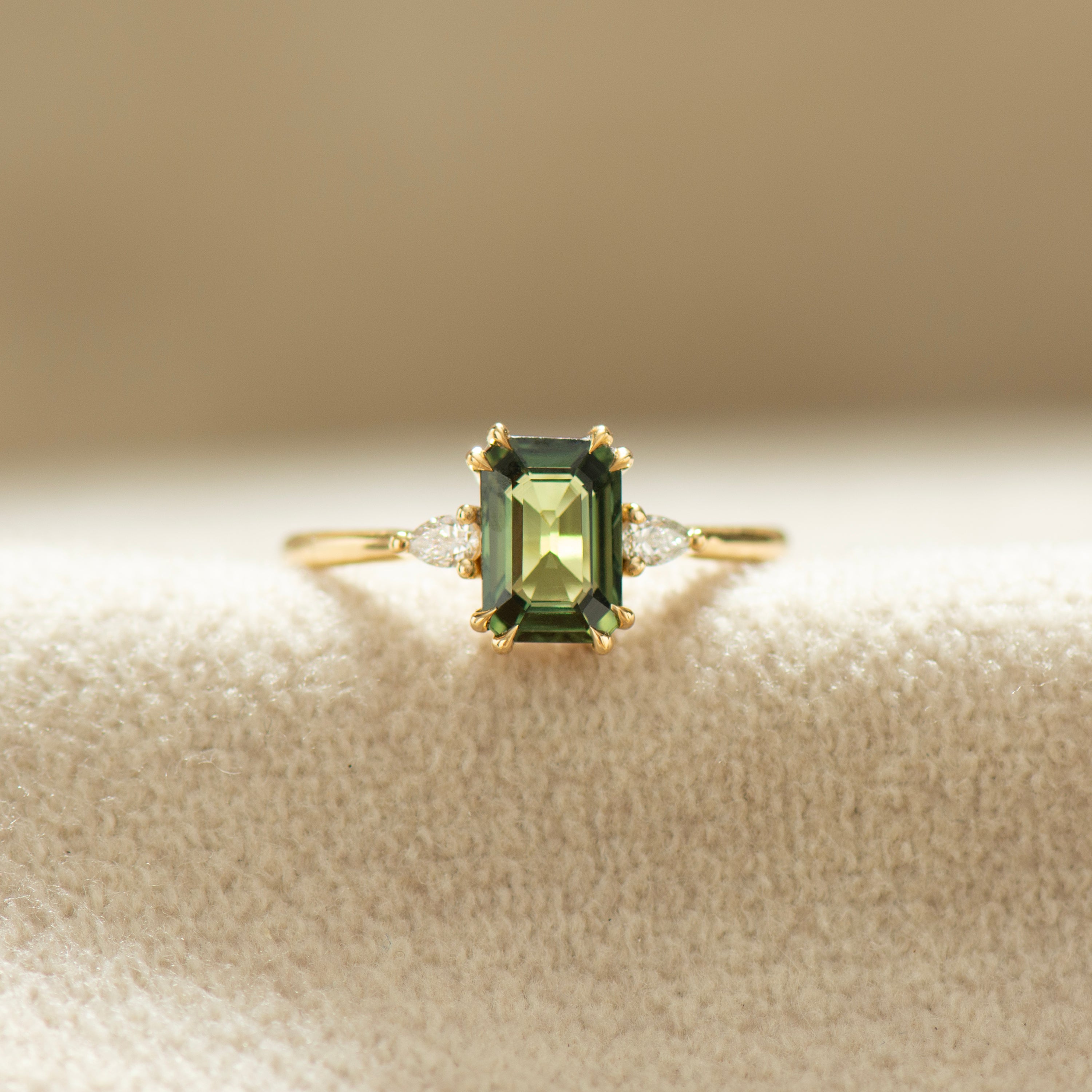 Emerald Green Sapphire Ring