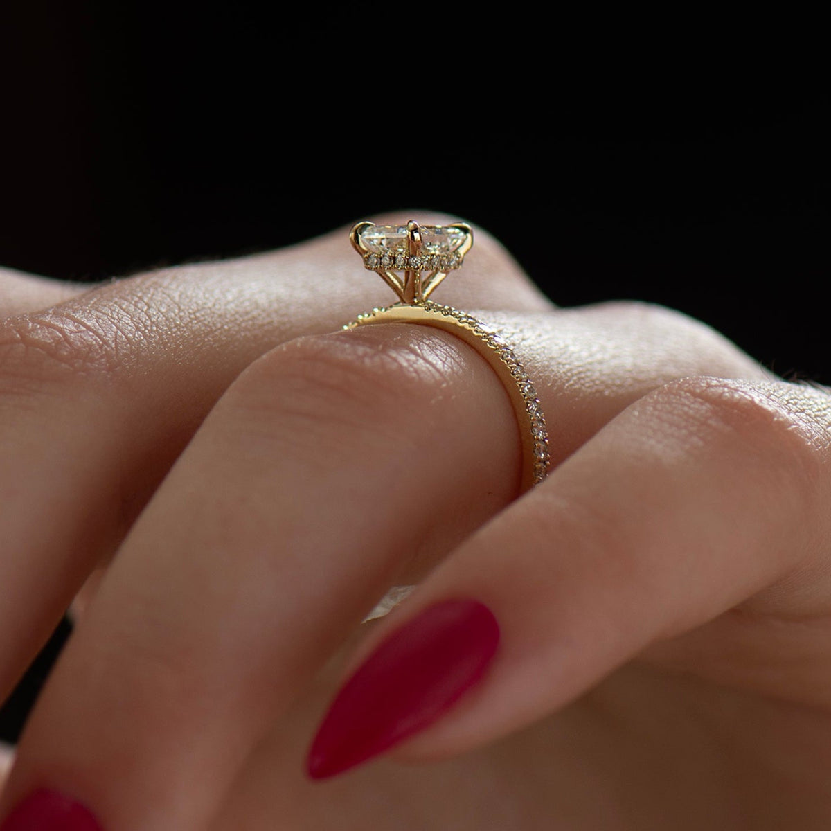 Hidden Halo Radiant Engagement Ring
