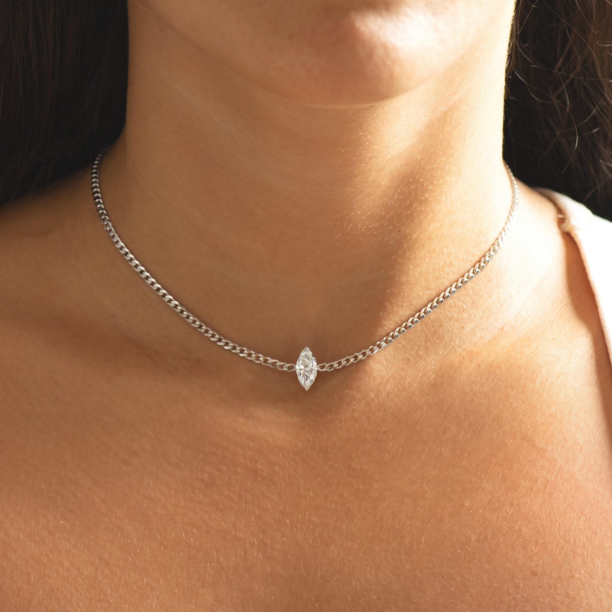 Marquise Lab Diamond Cuban Choker