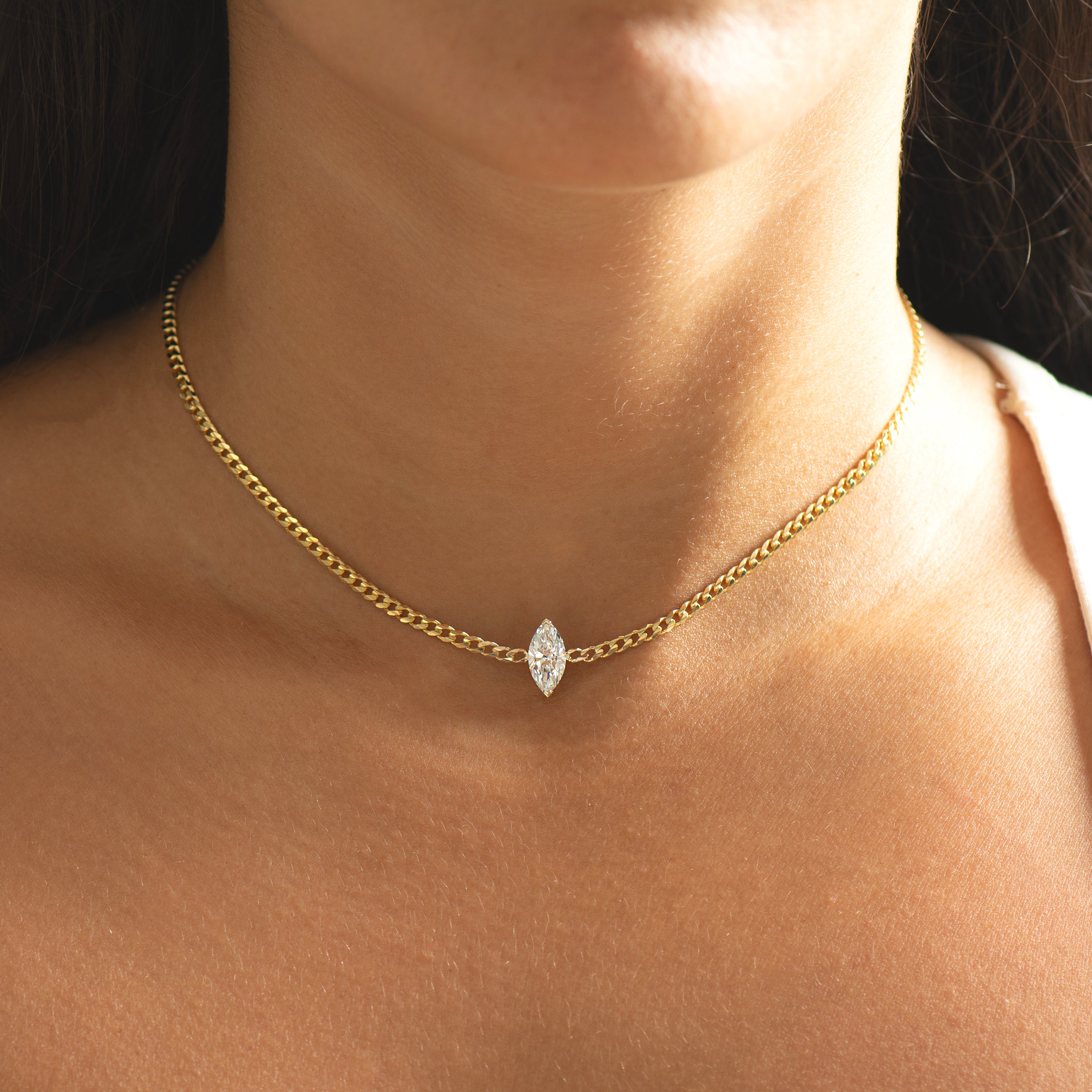 Marquise Lab Diamond Cuban Choker