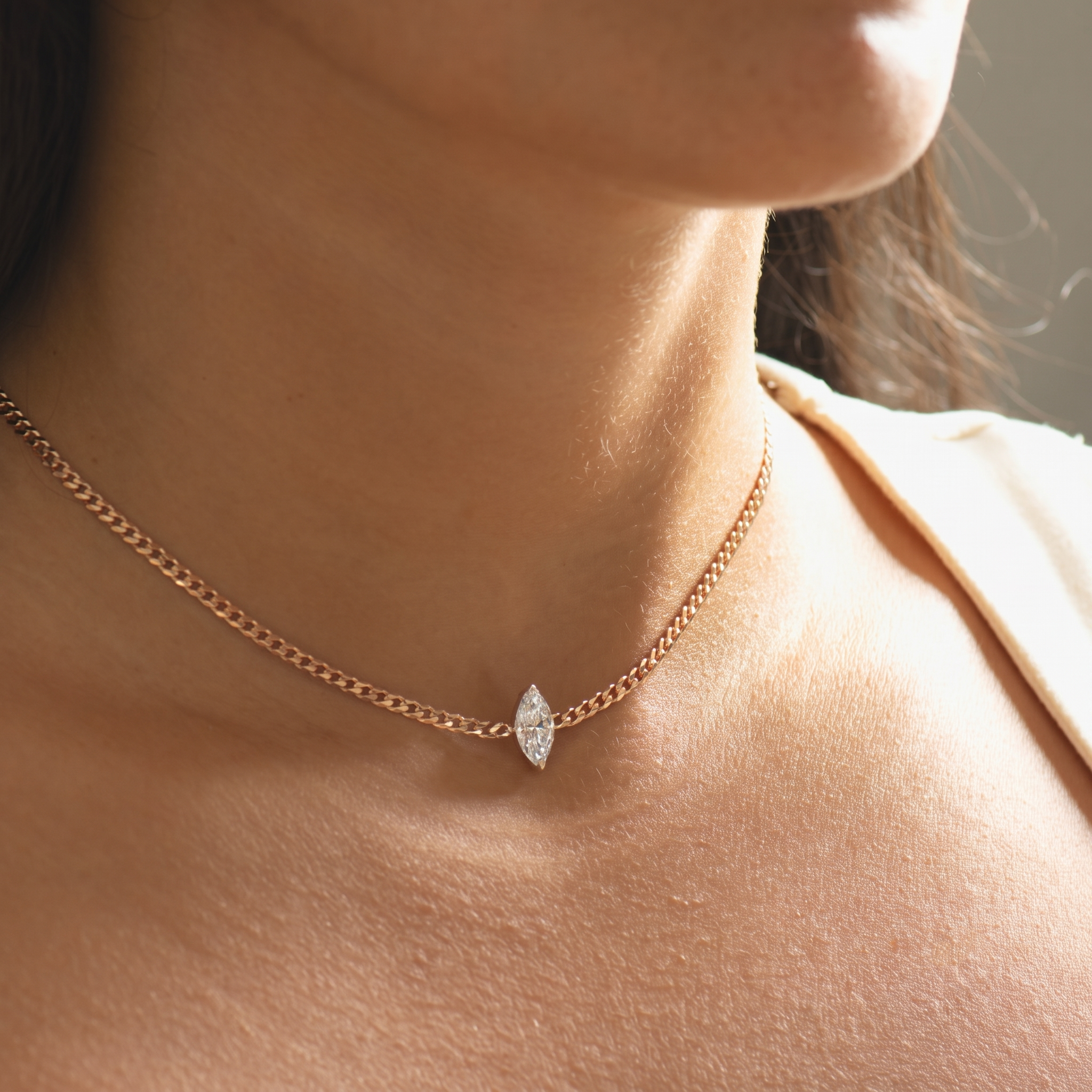 Marquise Lab Diamond Cuban Choker