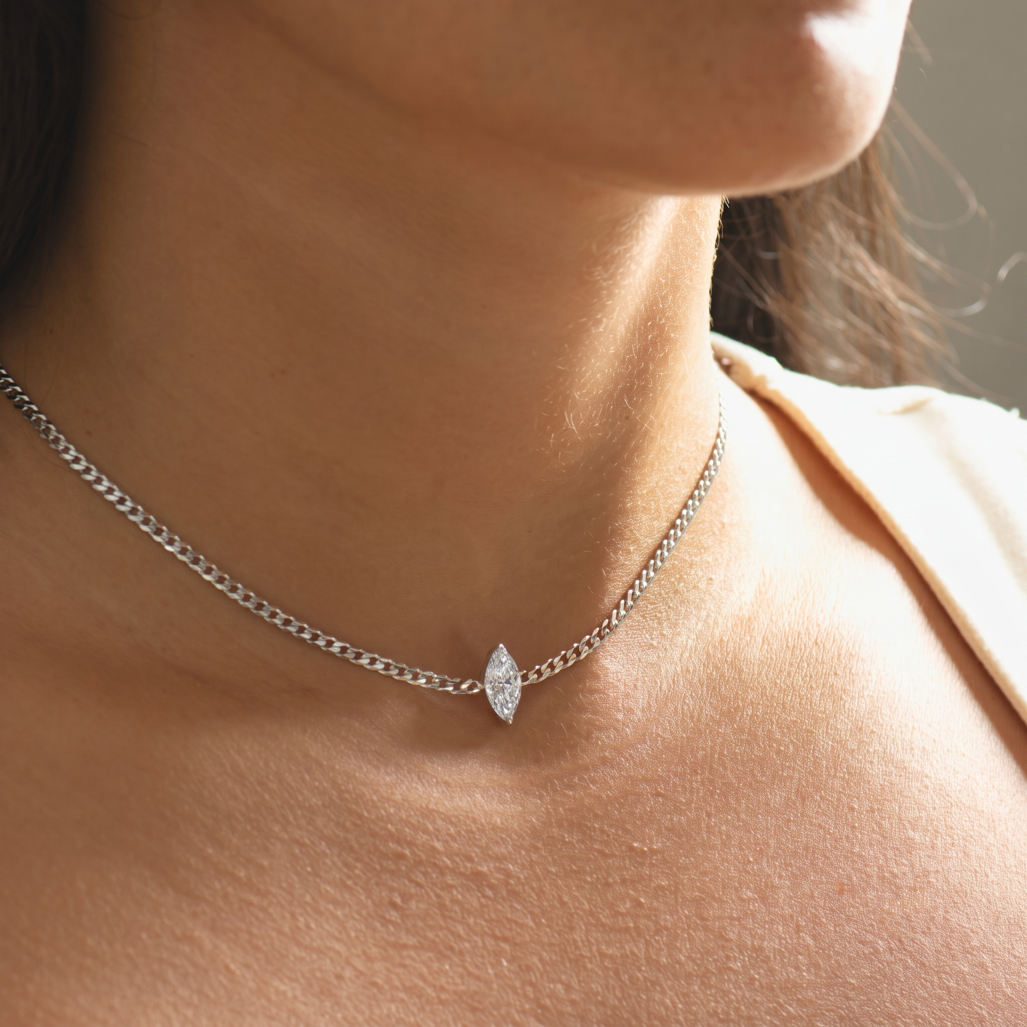 Marquise Lab Diamond Cuban Choker