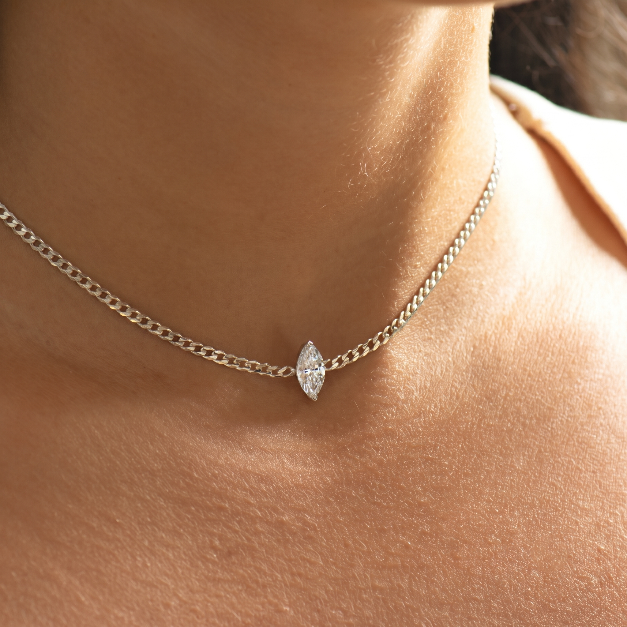 Marquise Lab Diamond Cuban Choker
