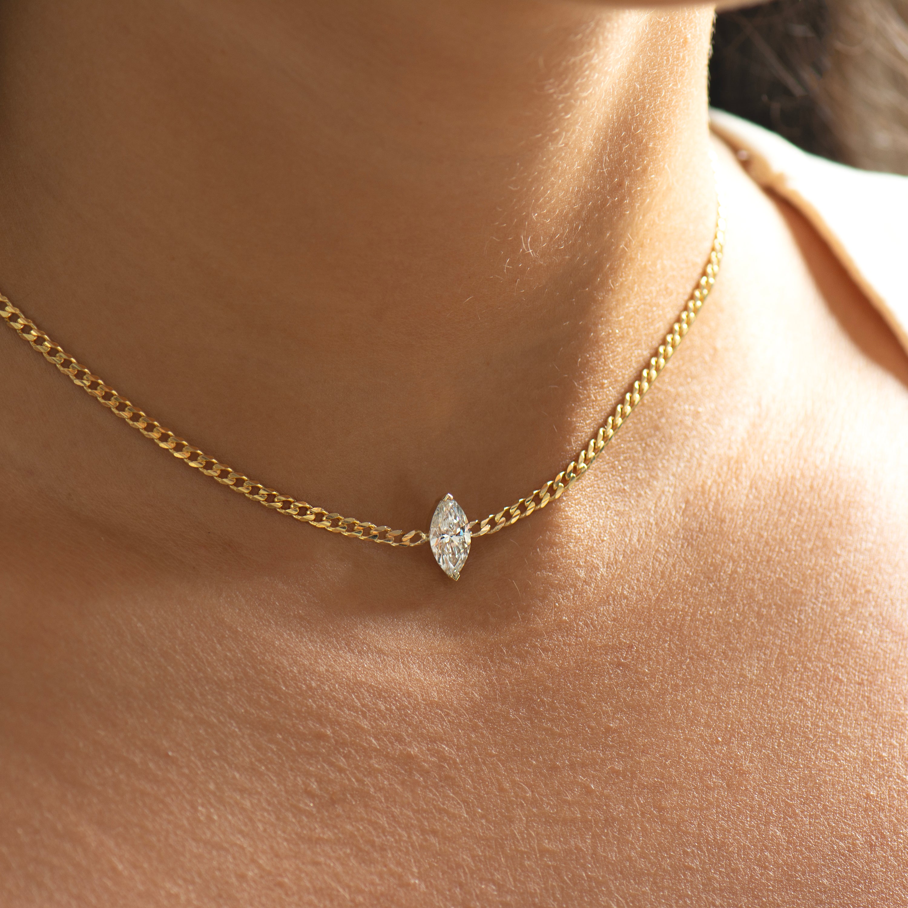 Marquise Lab Diamond Cuban Choker