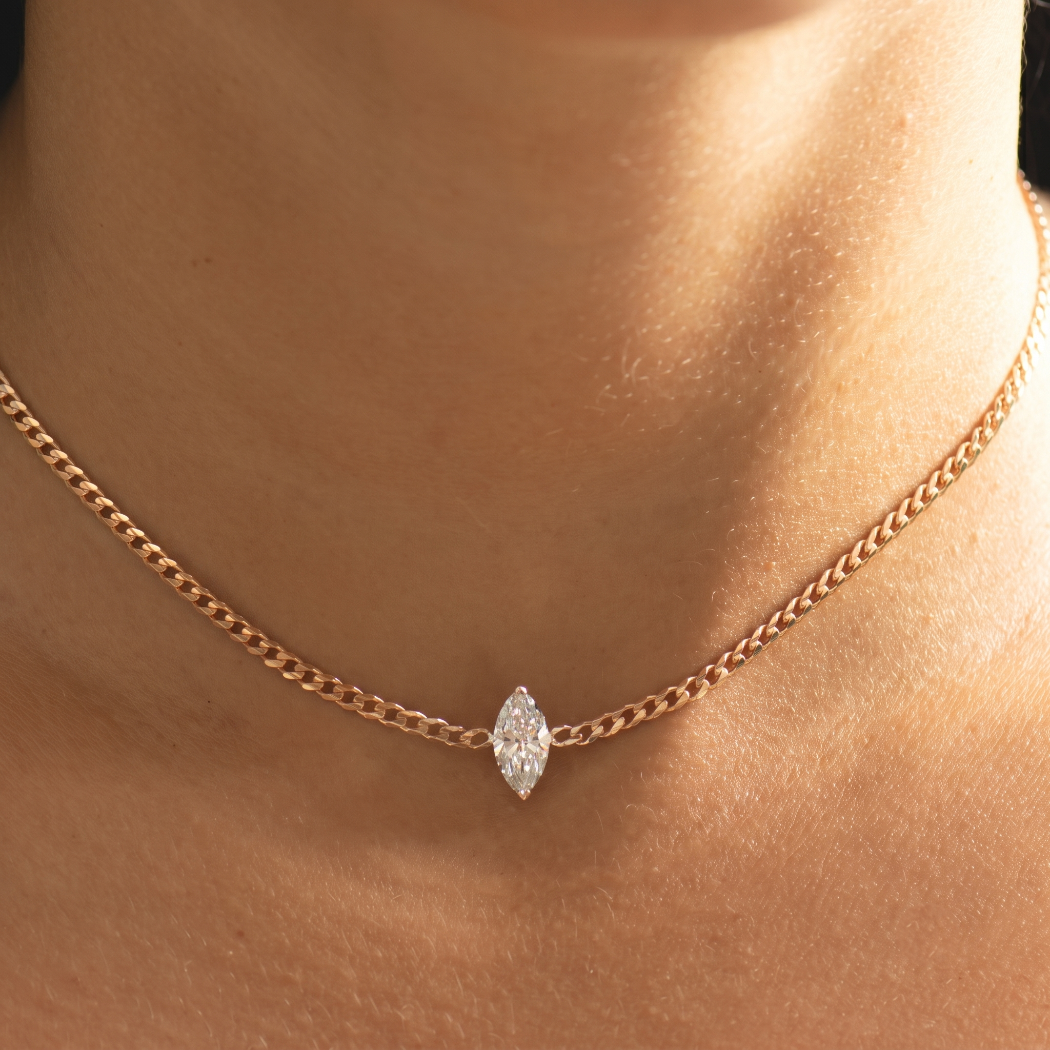 Marquise Lab Diamond Cuban Choker