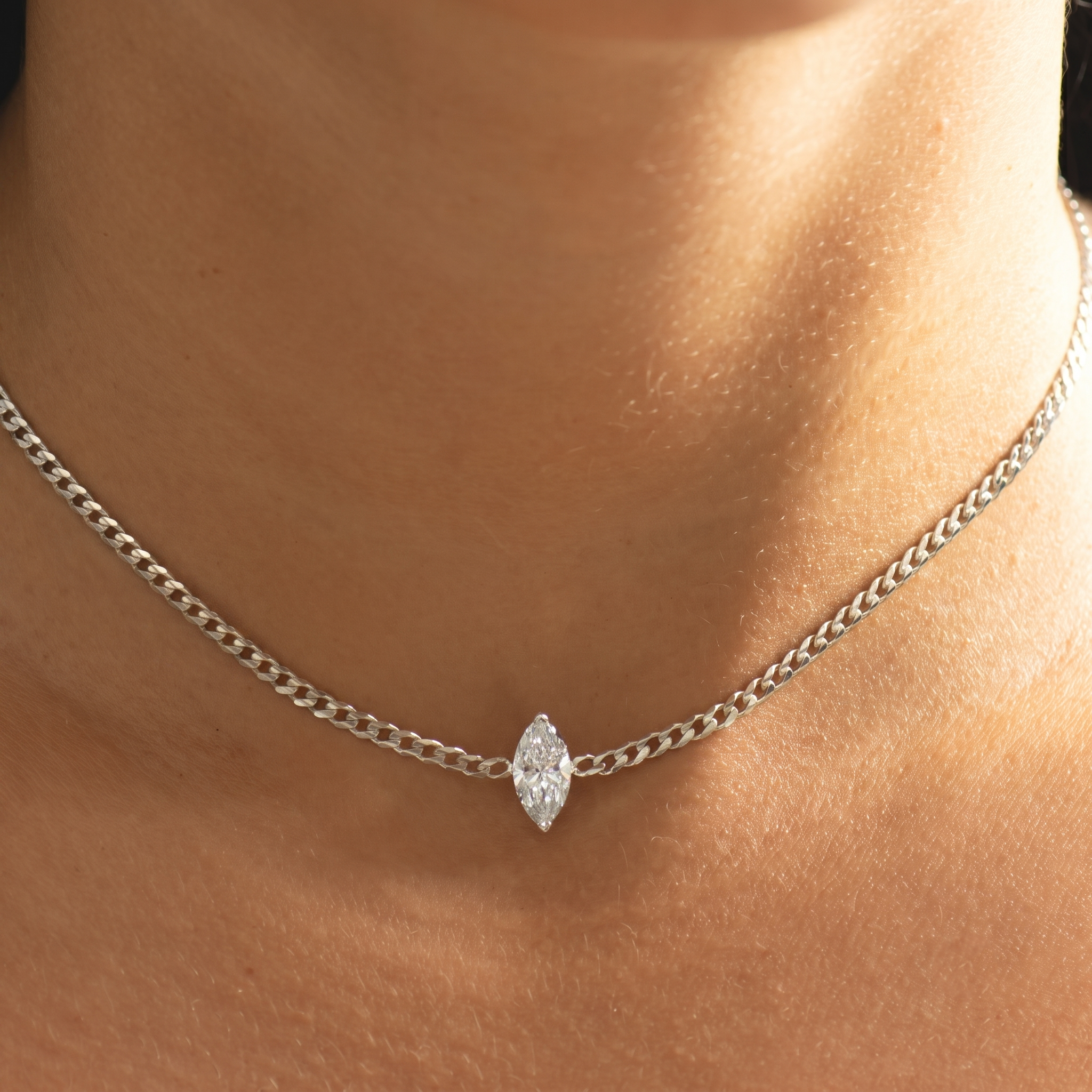 Marquise Lab Diamond Cuban Choker