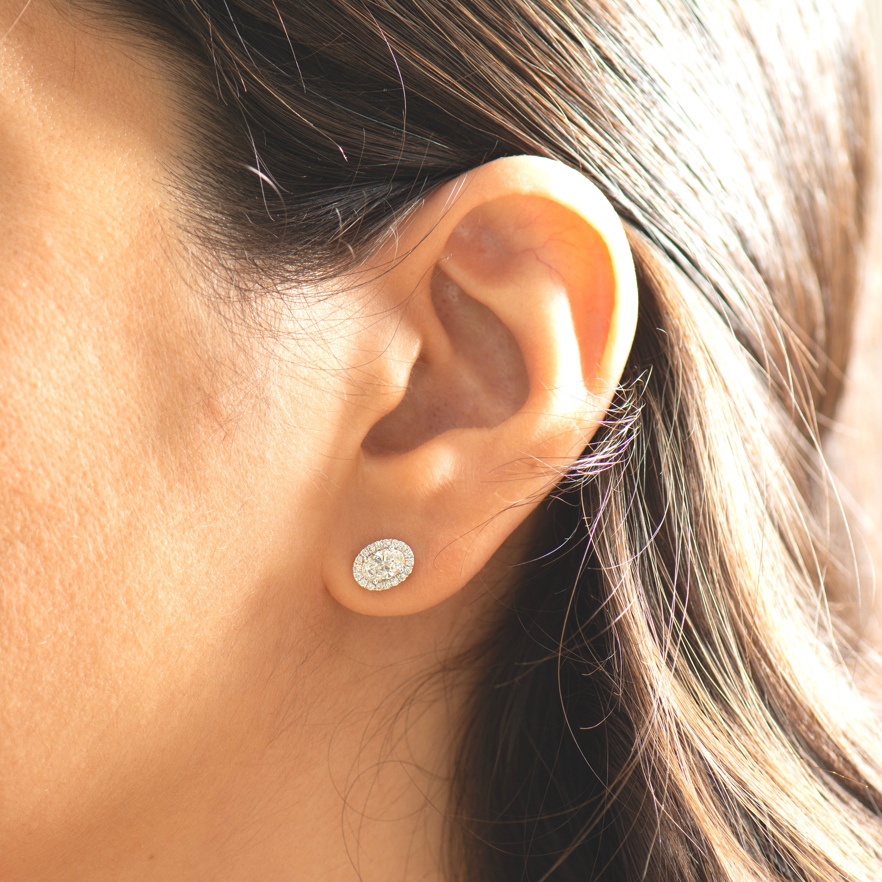 Oval Lab Diamond Halo Earrings