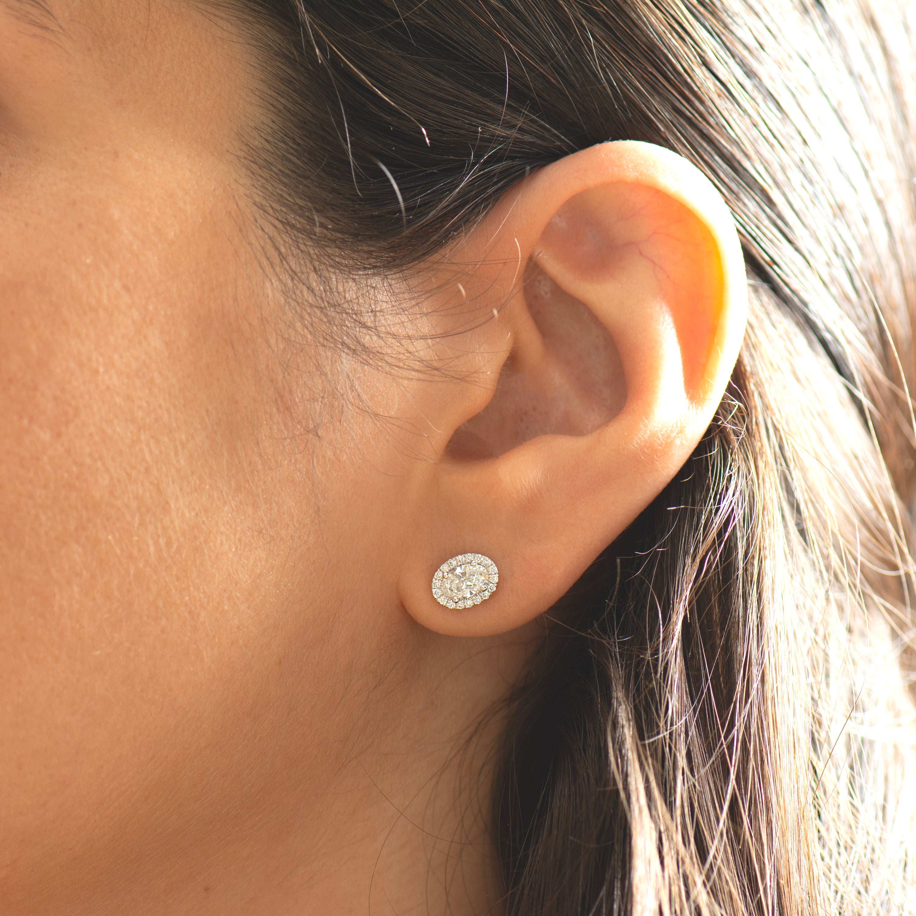 Oval Lab Diamond Halo Earrings