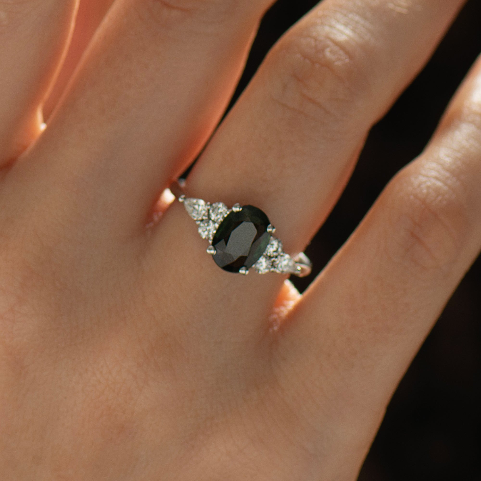 Dark Green Sapphire Ring