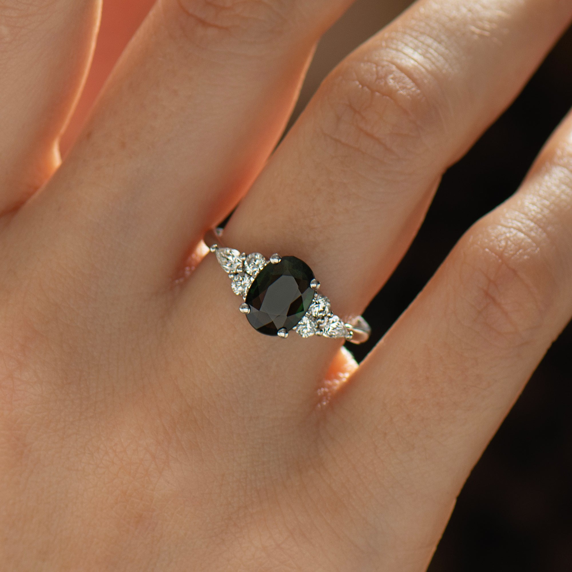 Dark Green Sapphire Ring