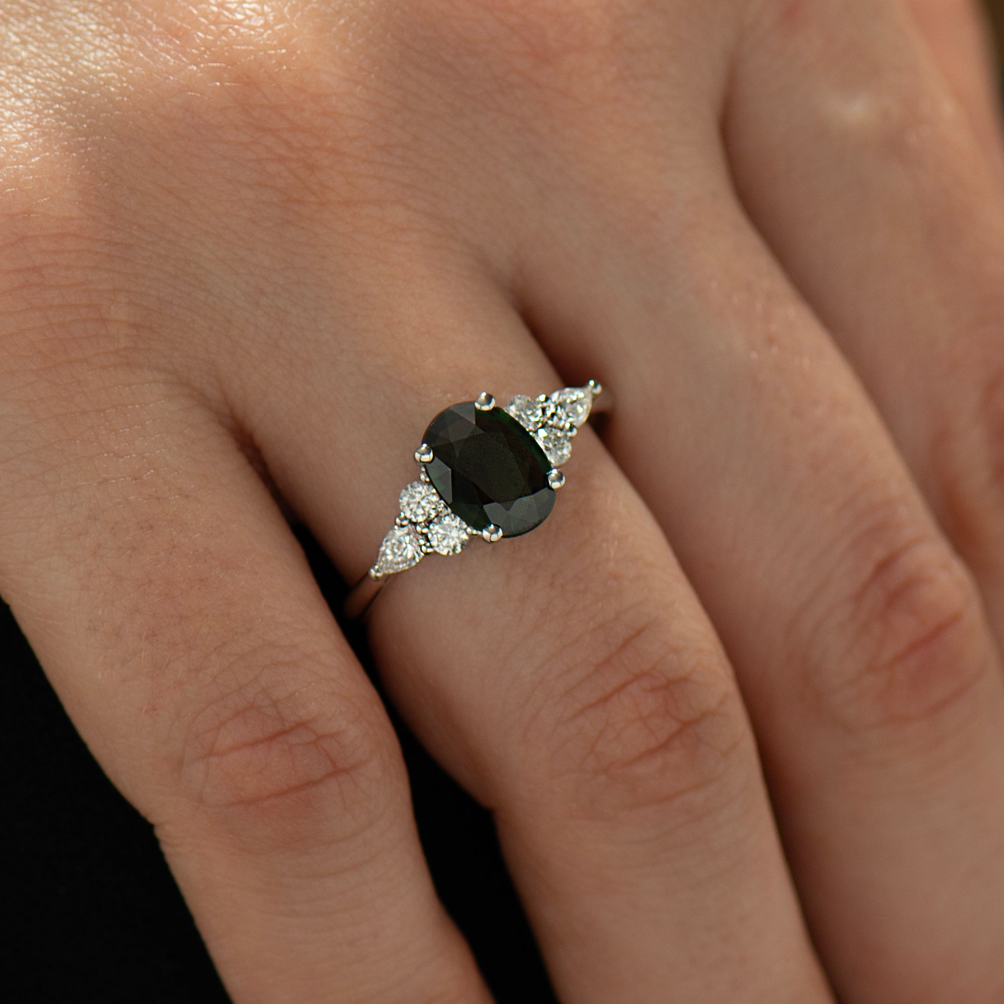 Dark Green Sapphire Ring