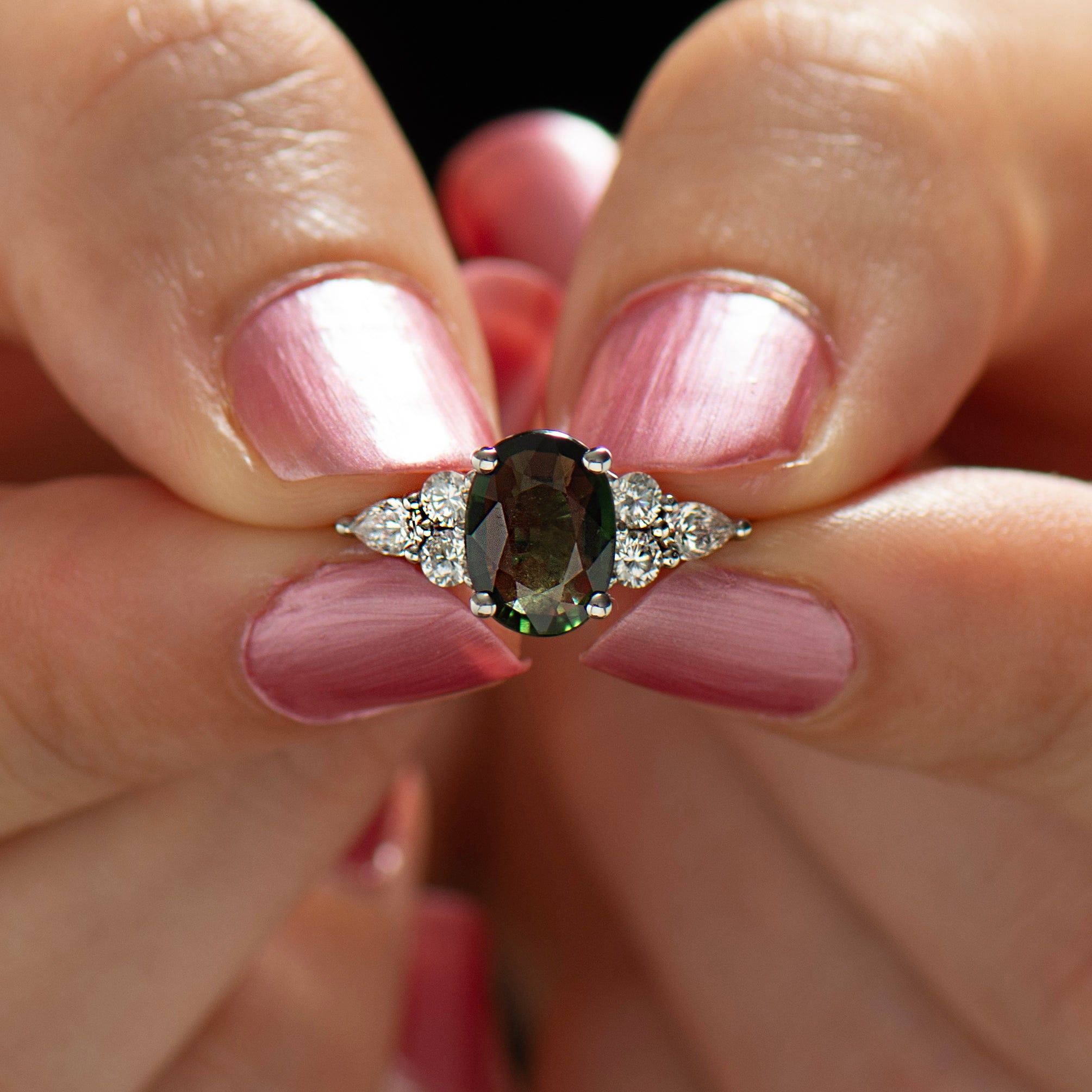 Dark Green Sapphire Ring