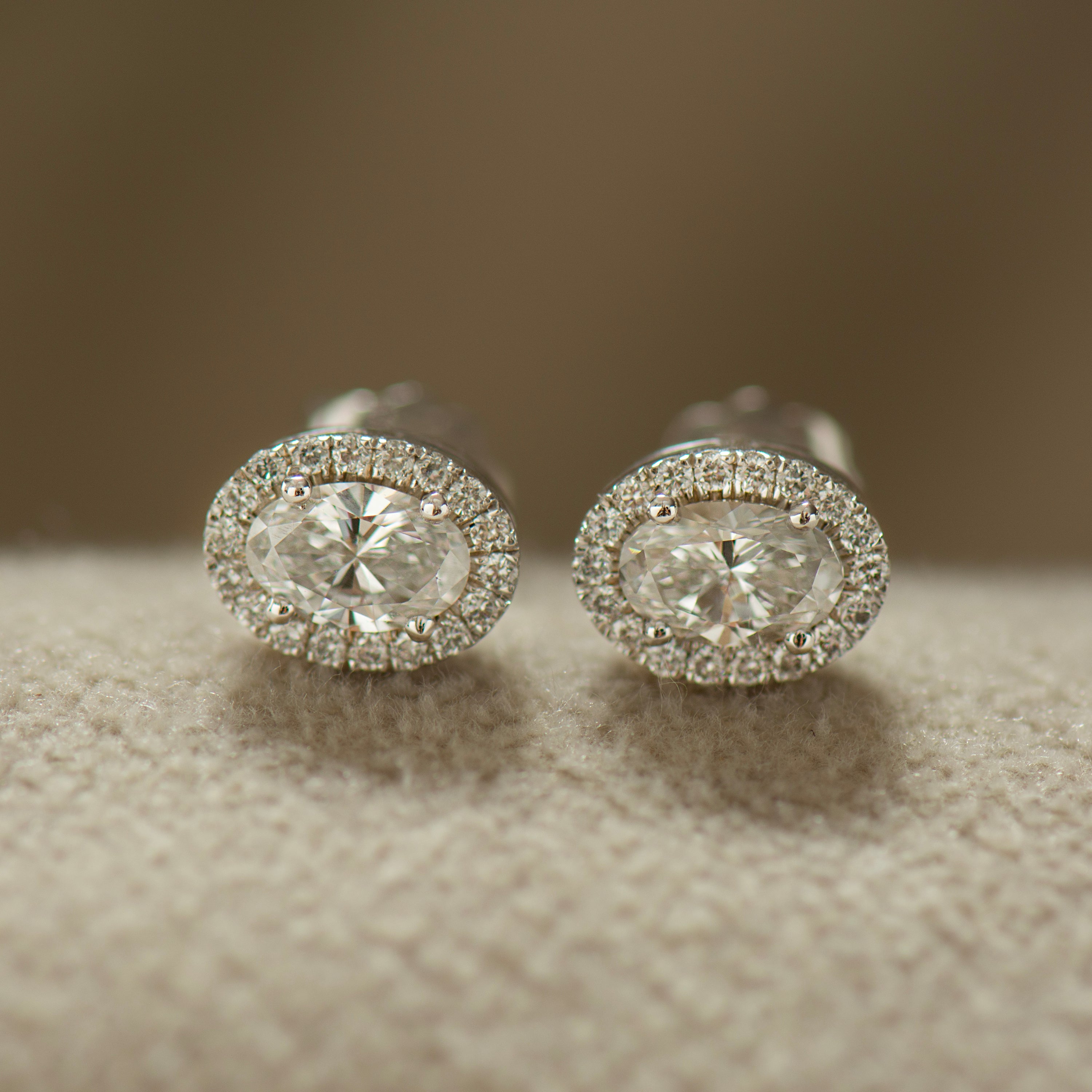 Oval Lab Diamond Halo Earrings