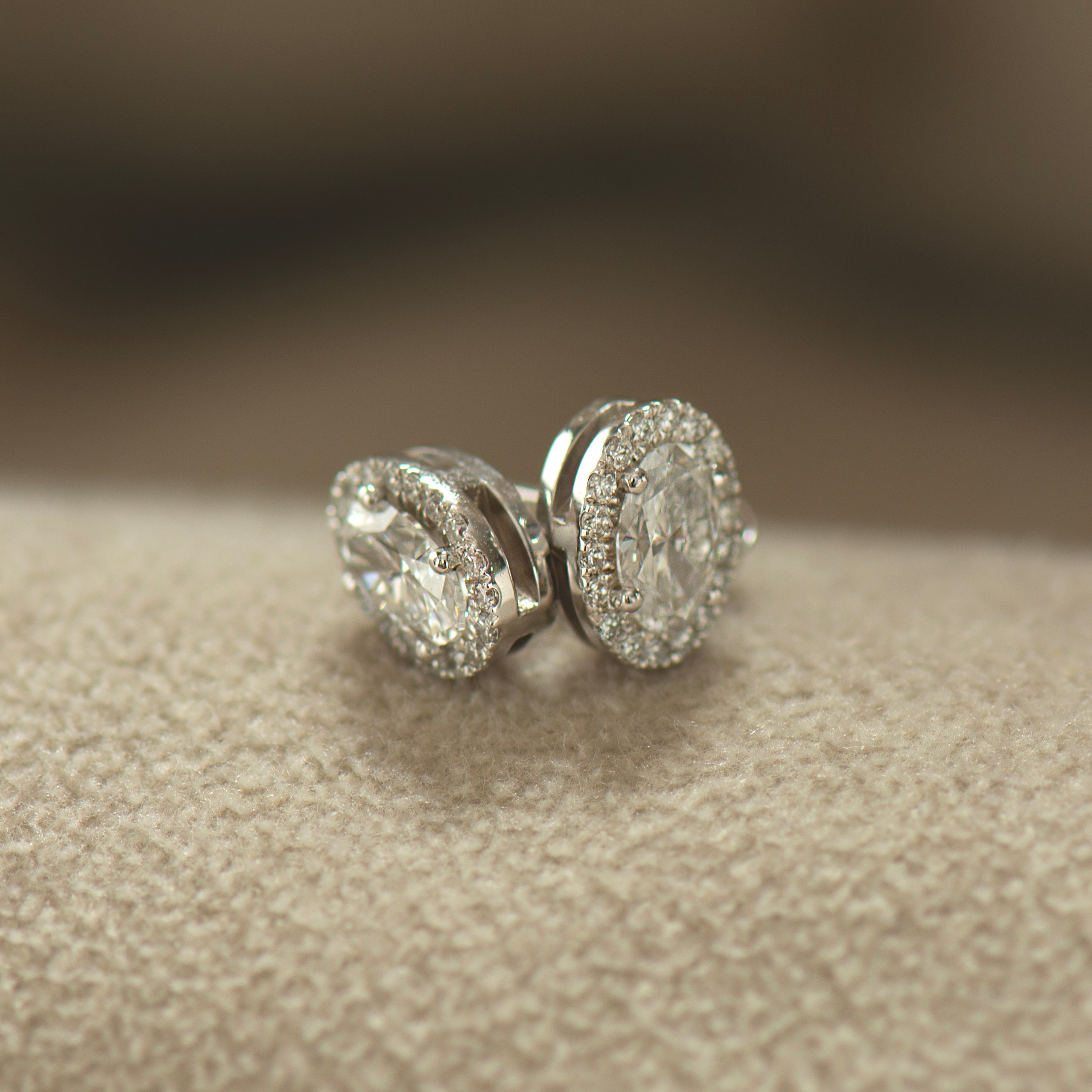 Oval Lab Diamond Halo Earrings