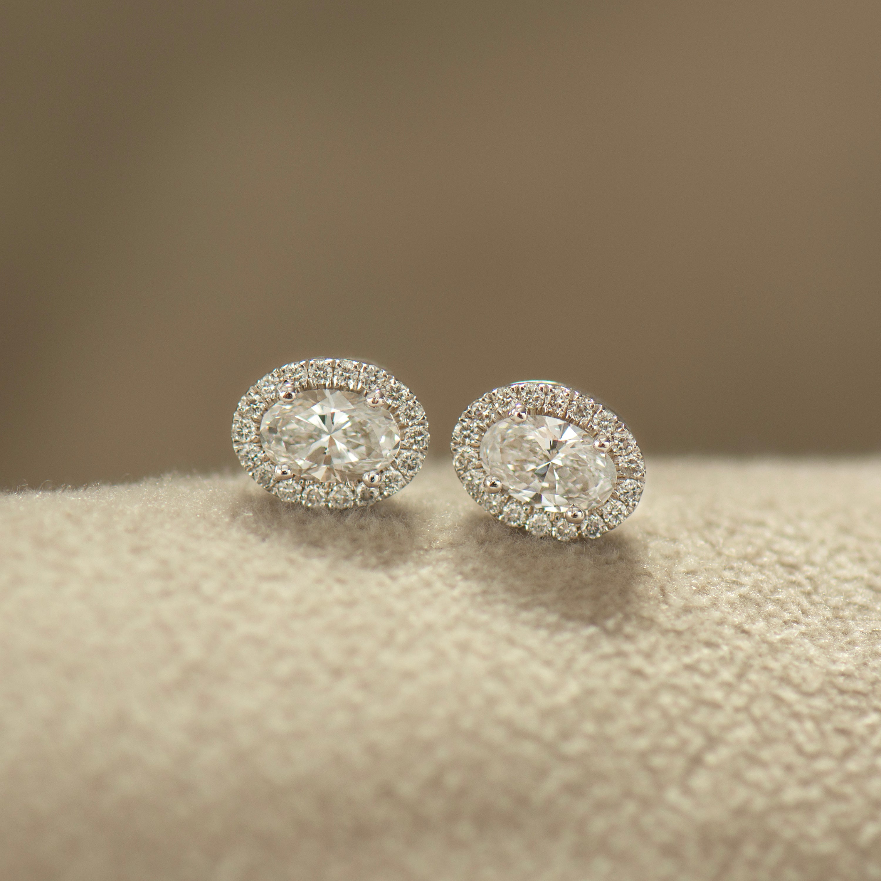 Oval Lab Diamond Halo Earrings