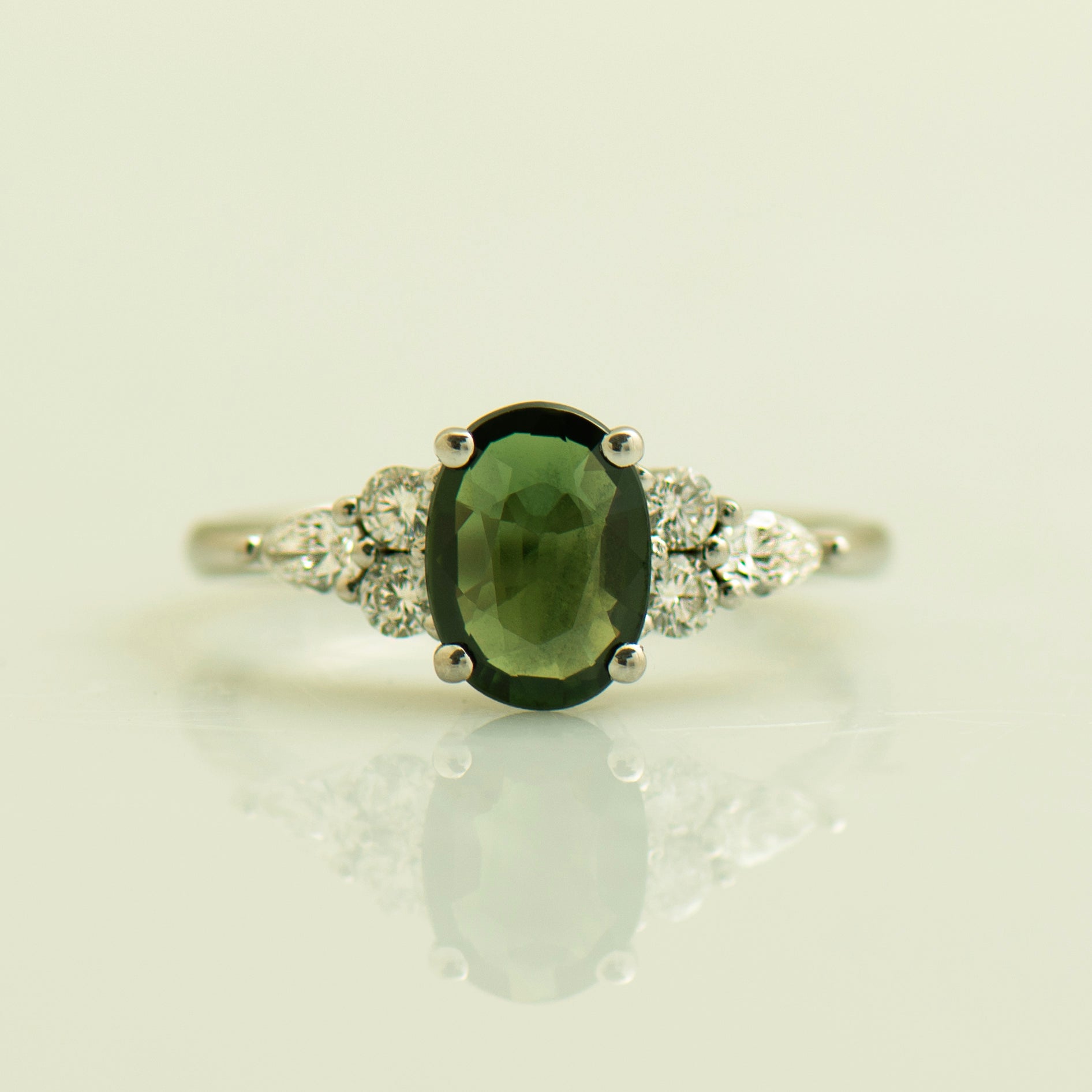 Dark Green Sapphire Ring