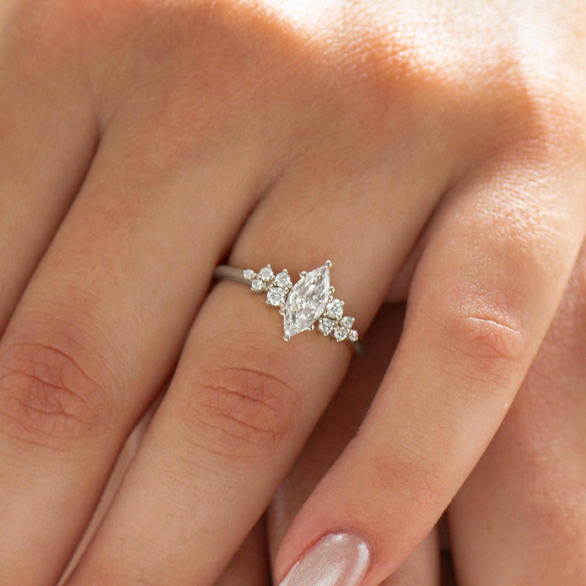 Marquise Cluster Engagement Ring