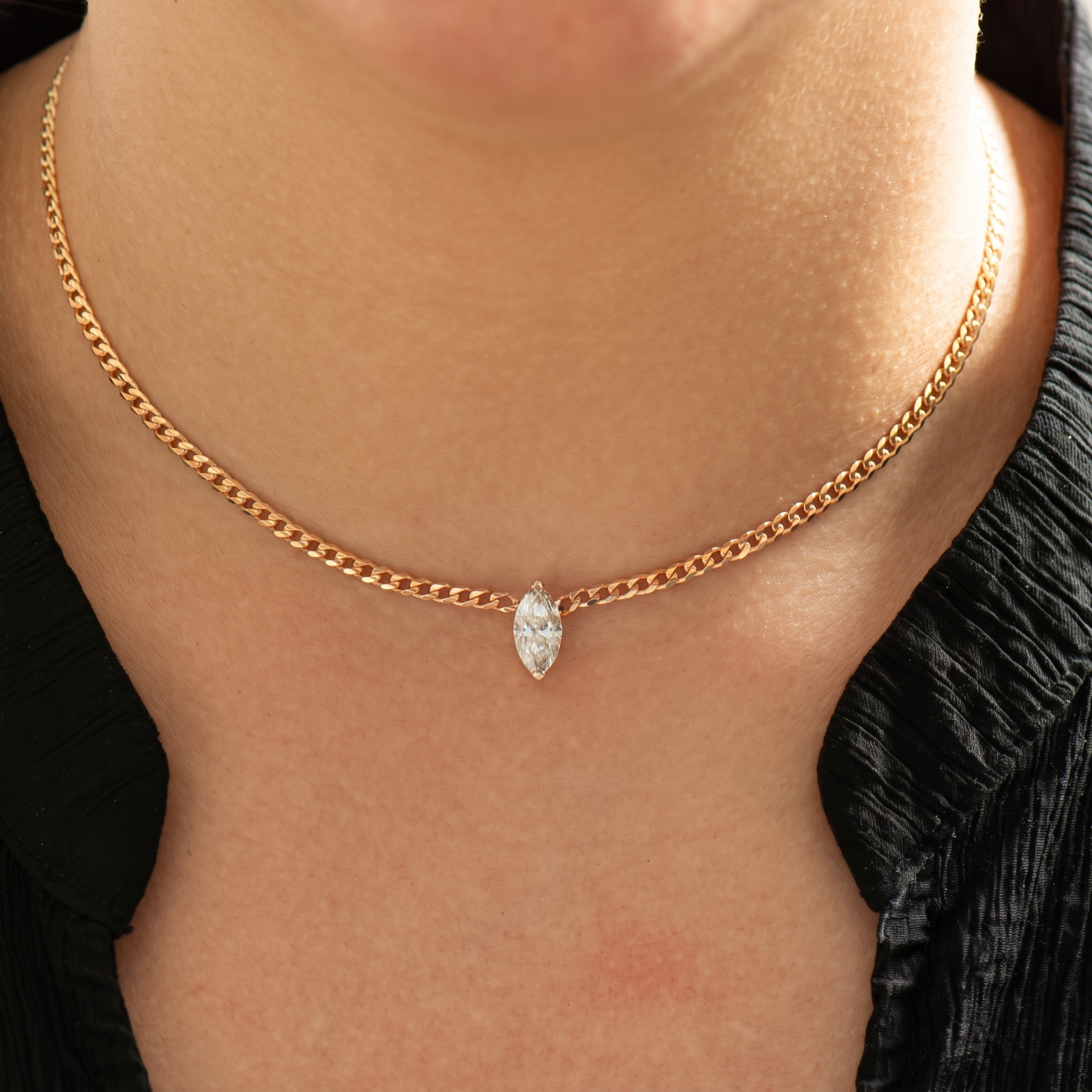 Marquise Lab Diamond Cuban Choker