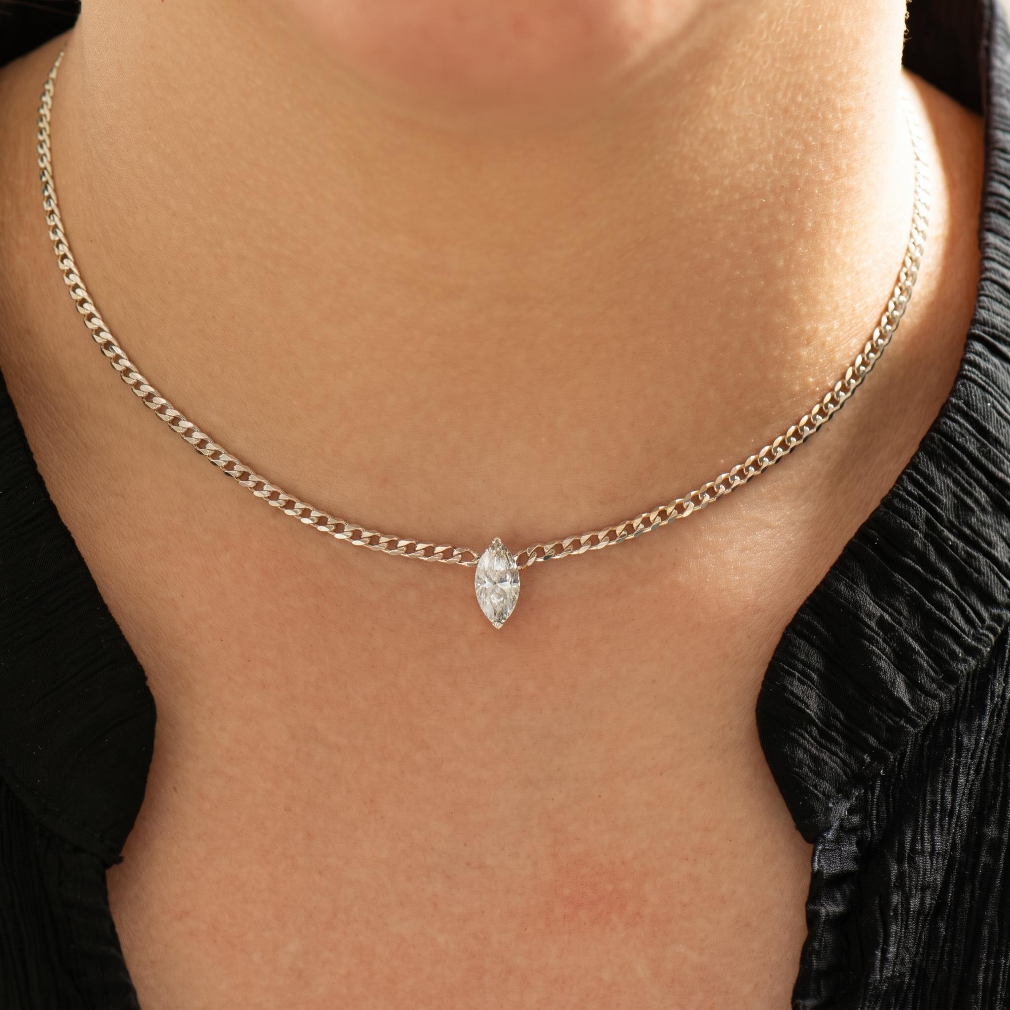 Marquise Lab Diamond Cuban Choker