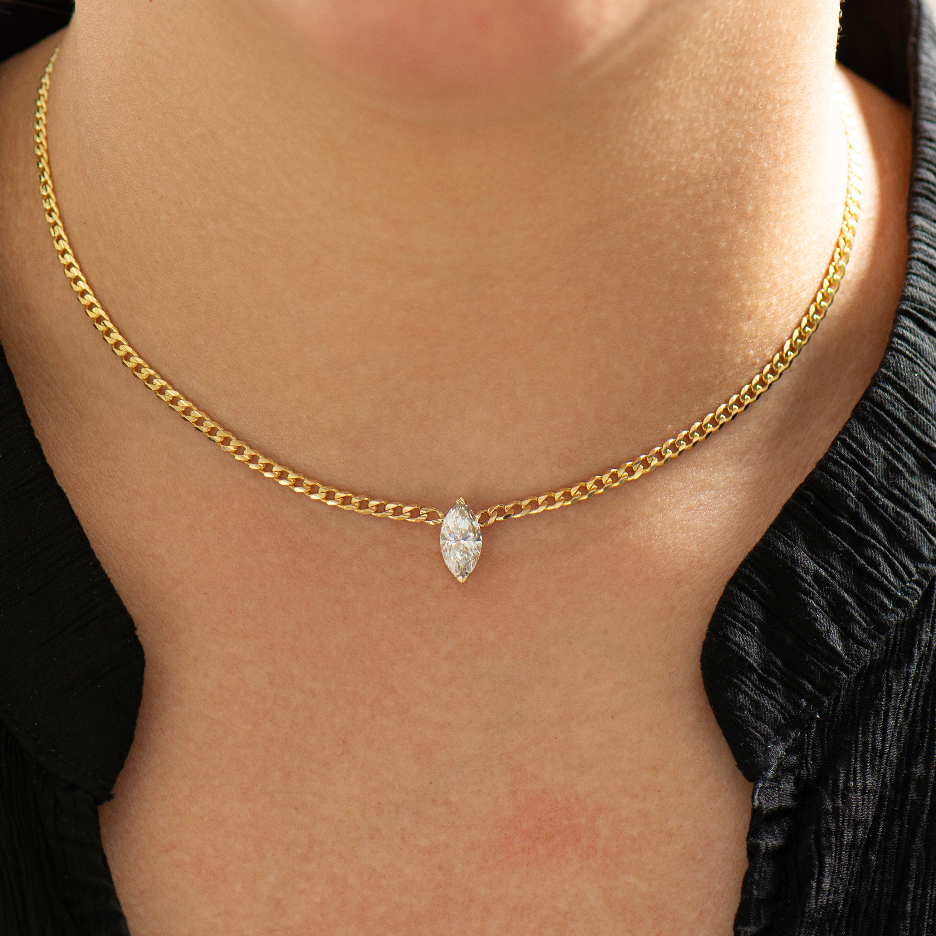 Marquise Lab Diamond Cuban Choker