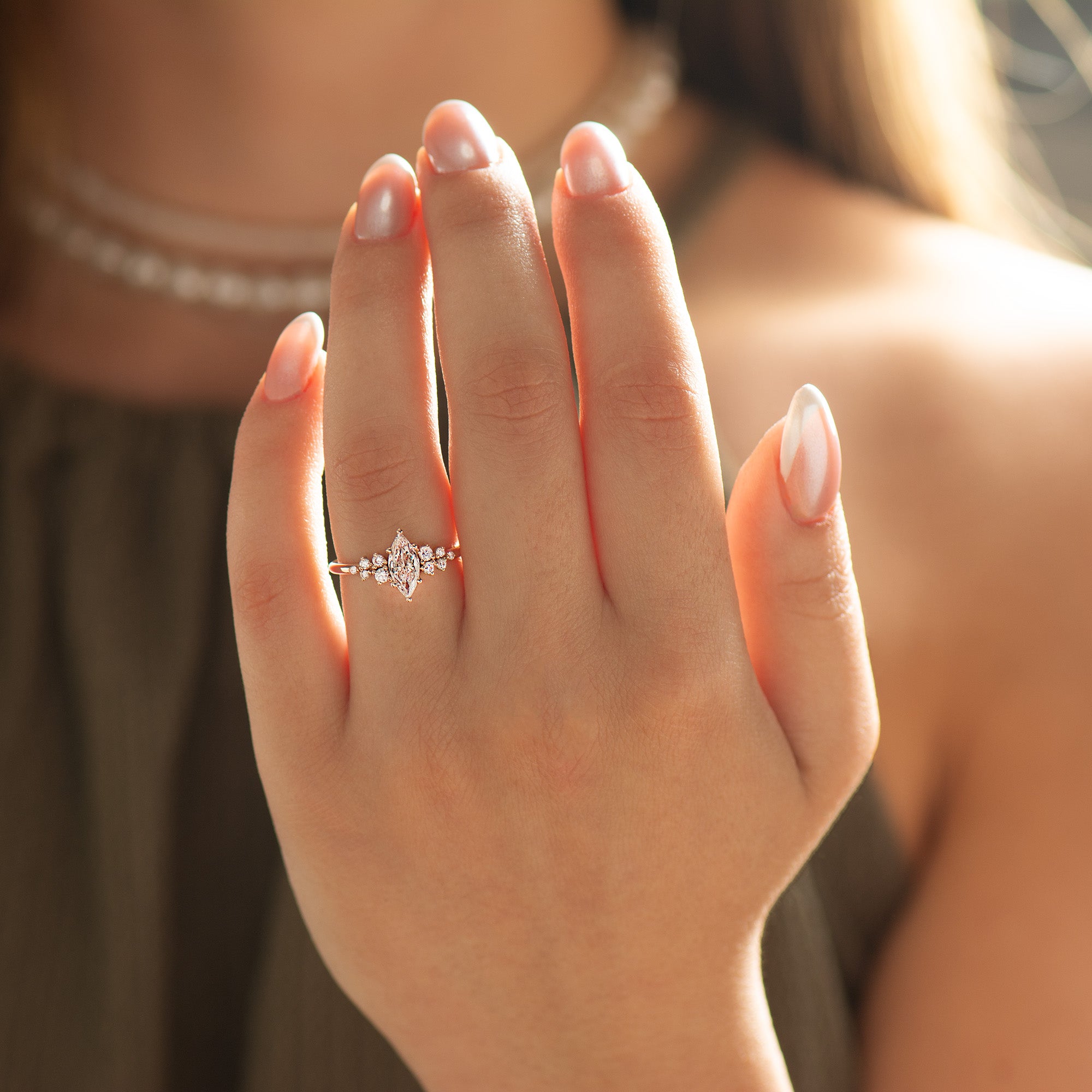 Marquise Cluster Engagement Ring