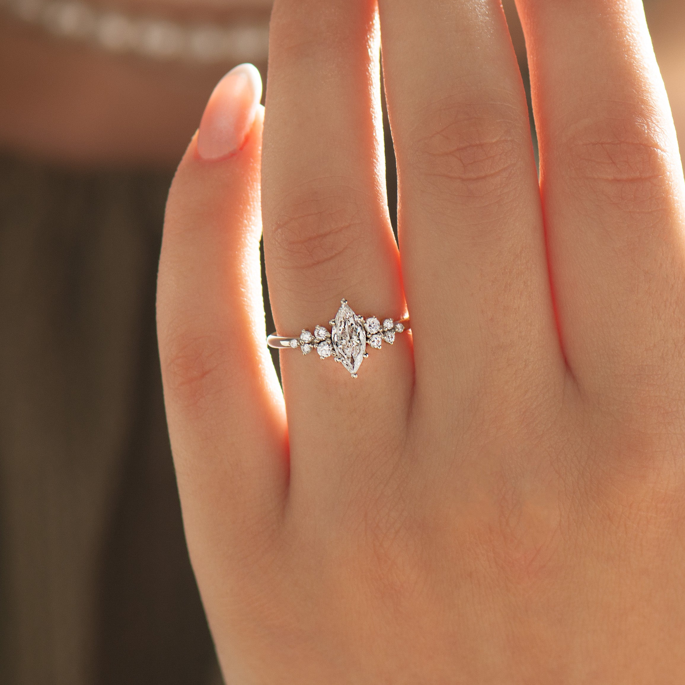 Marquise Cluster Engagement Ring