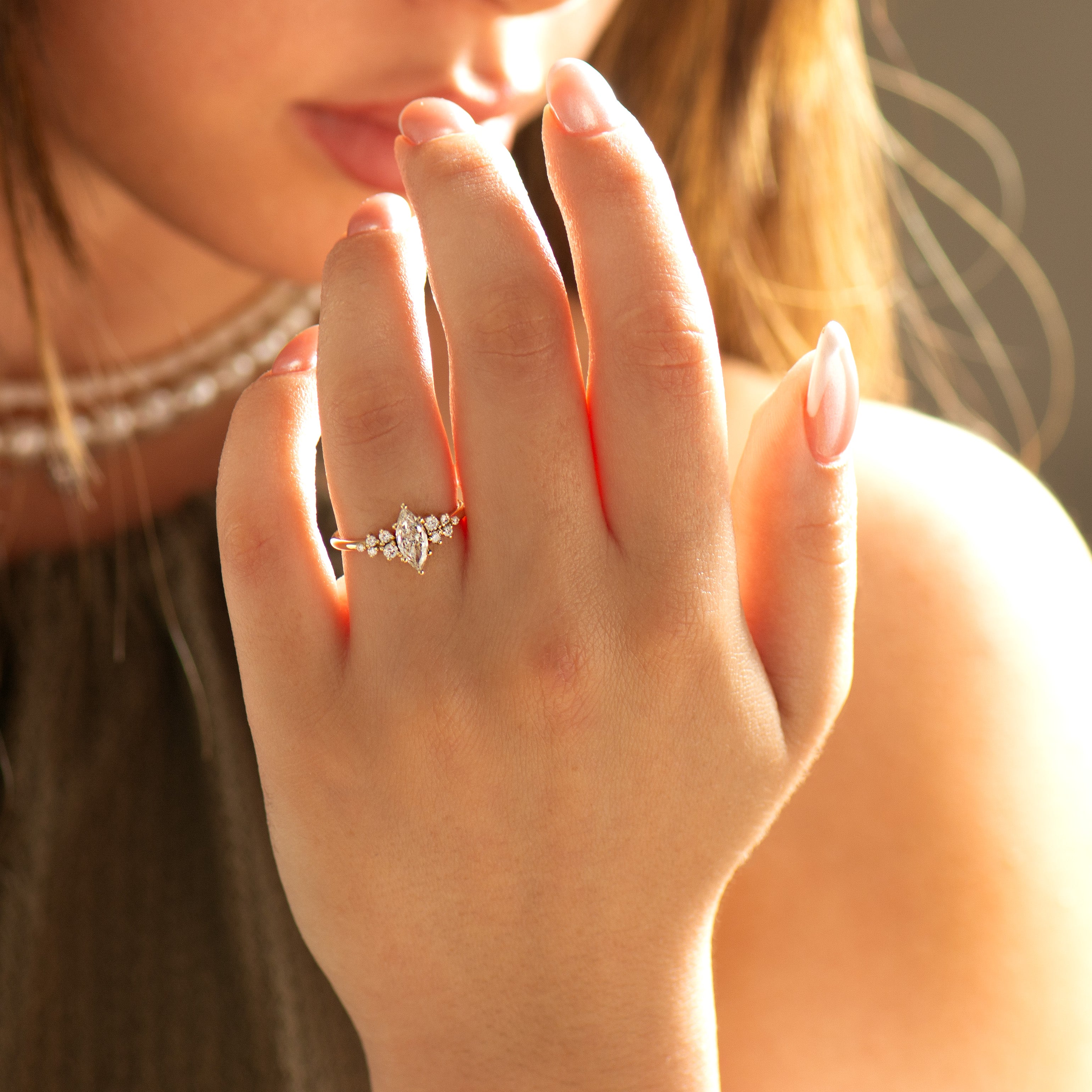 Marquise Cluster Engagement Ring