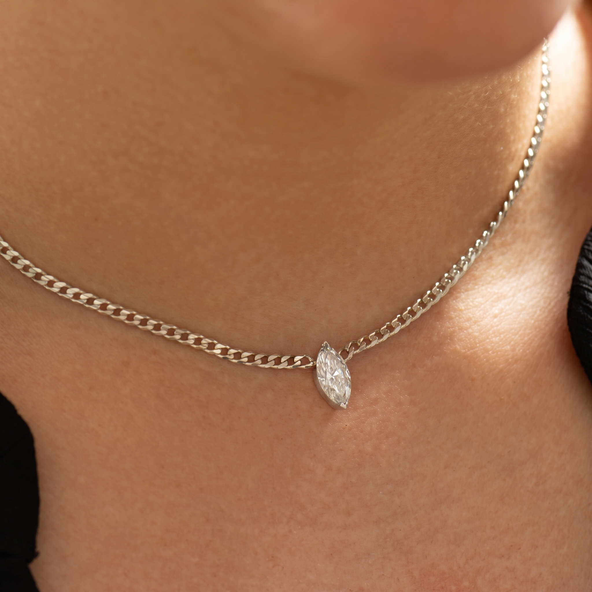 Marquise Lab Diamond Cuban Choker