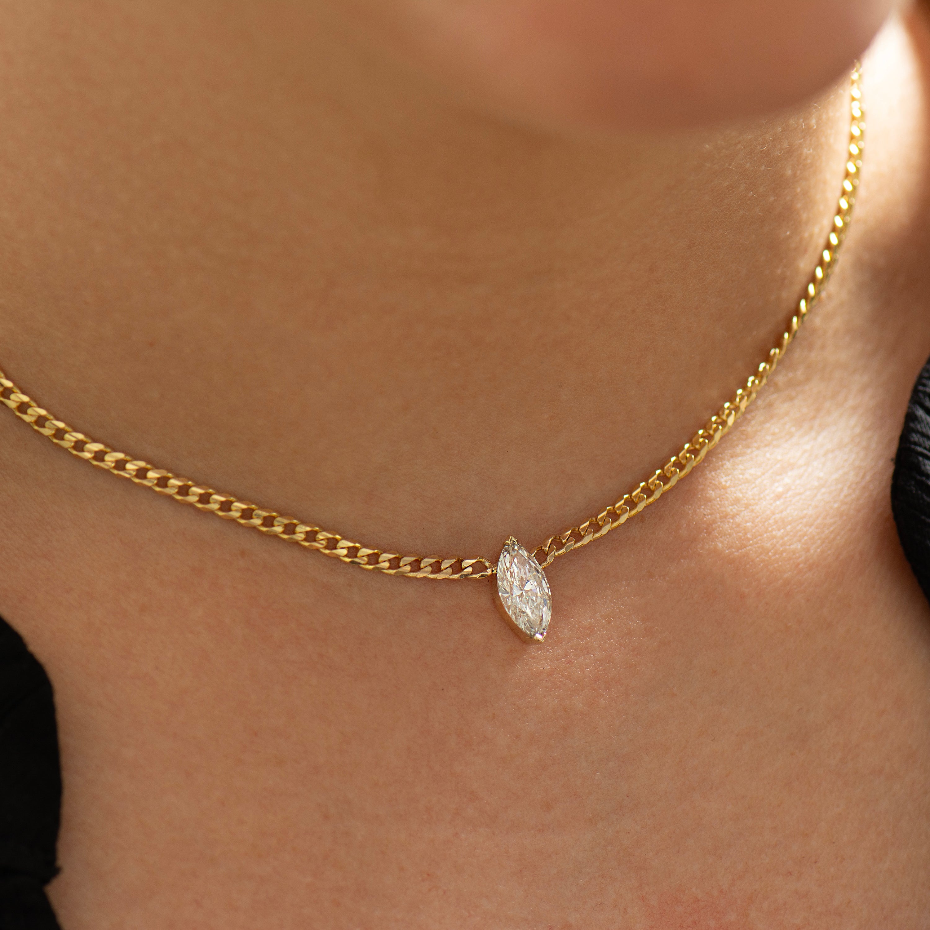 Marquise Lab Diamond Cuban Choker