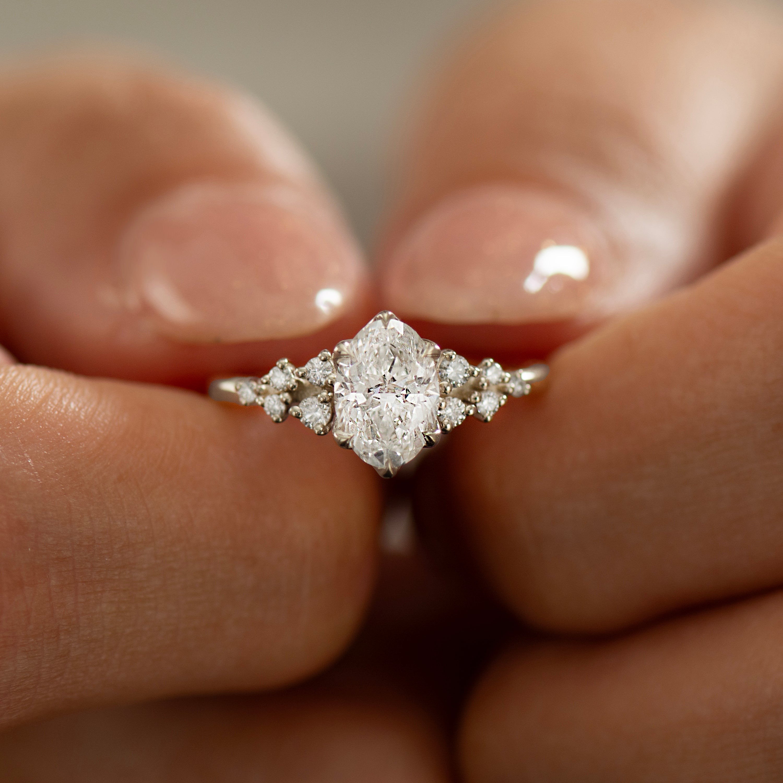 Bloom Lab Oval Cluster Engagement Ring