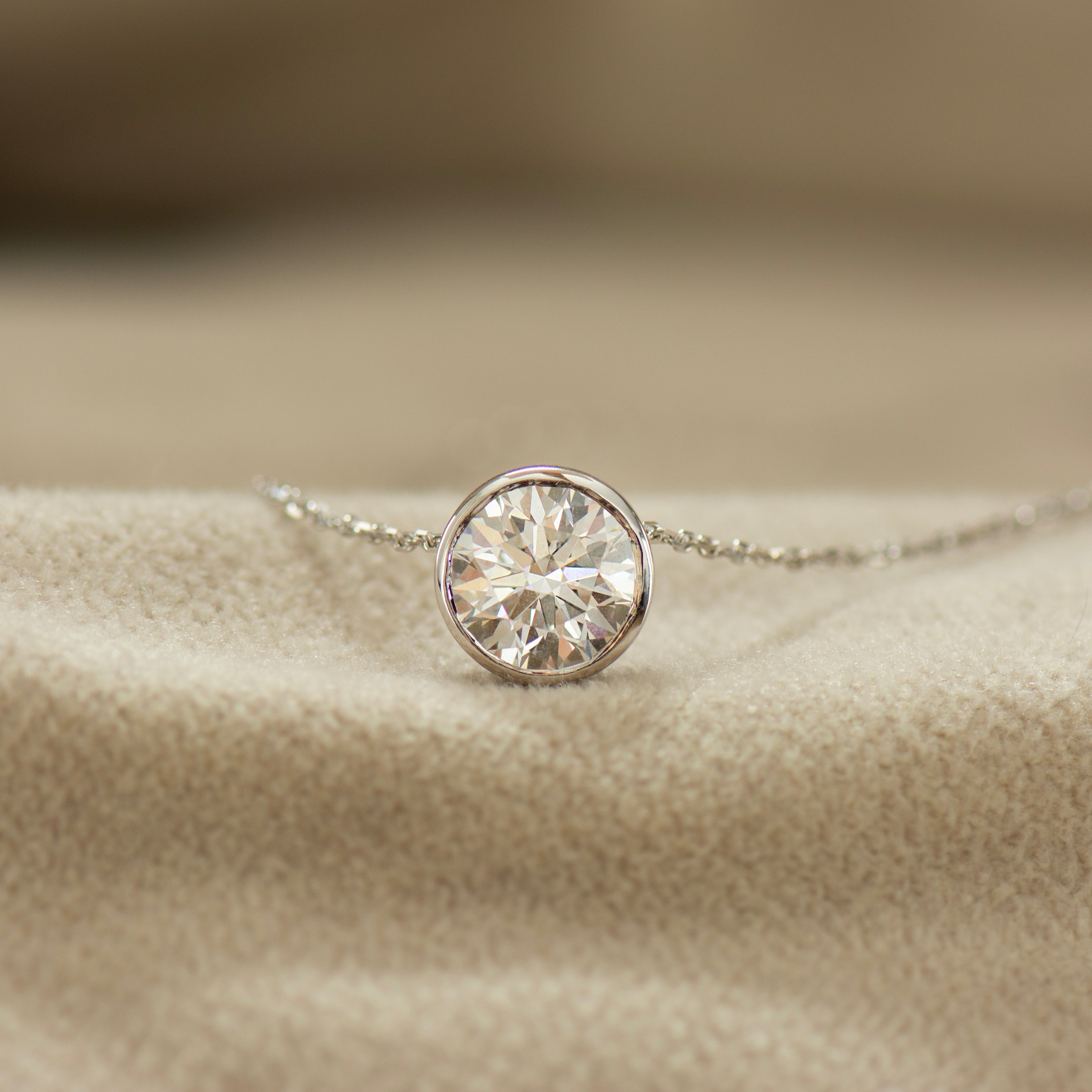 Bezel Lab Diamond Solitaire Necklace