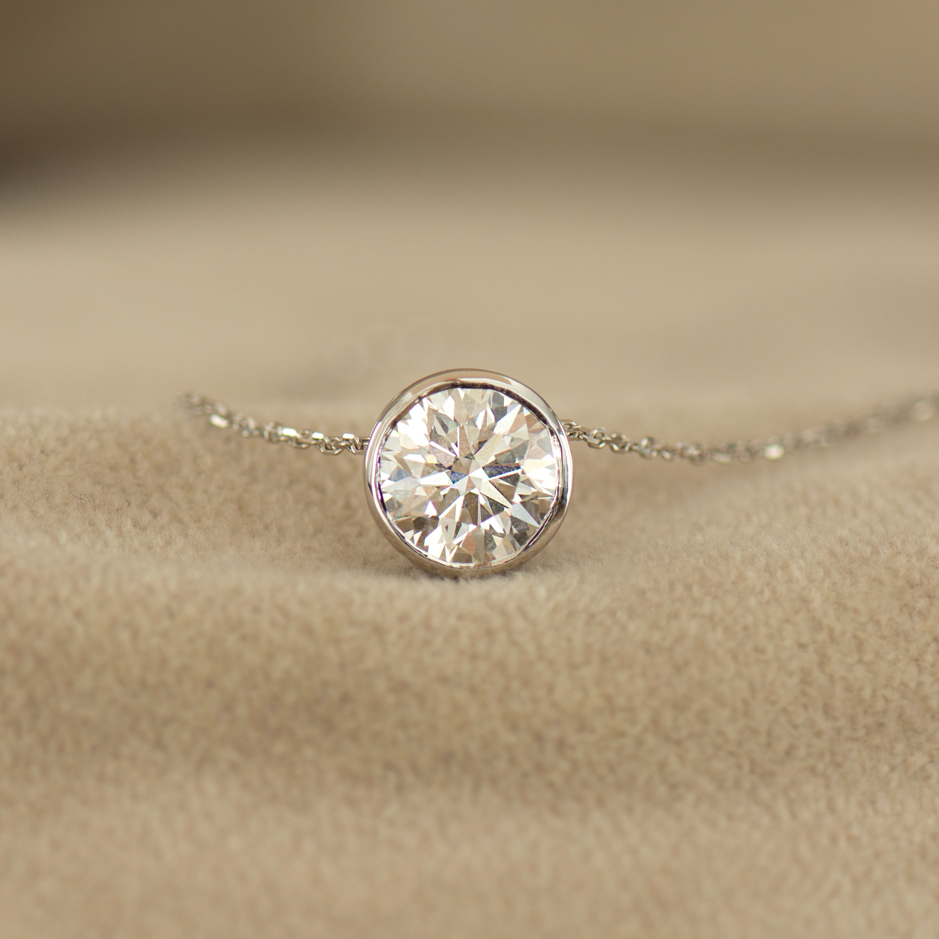 Bezel Lab Diamond Solitaire Necklace