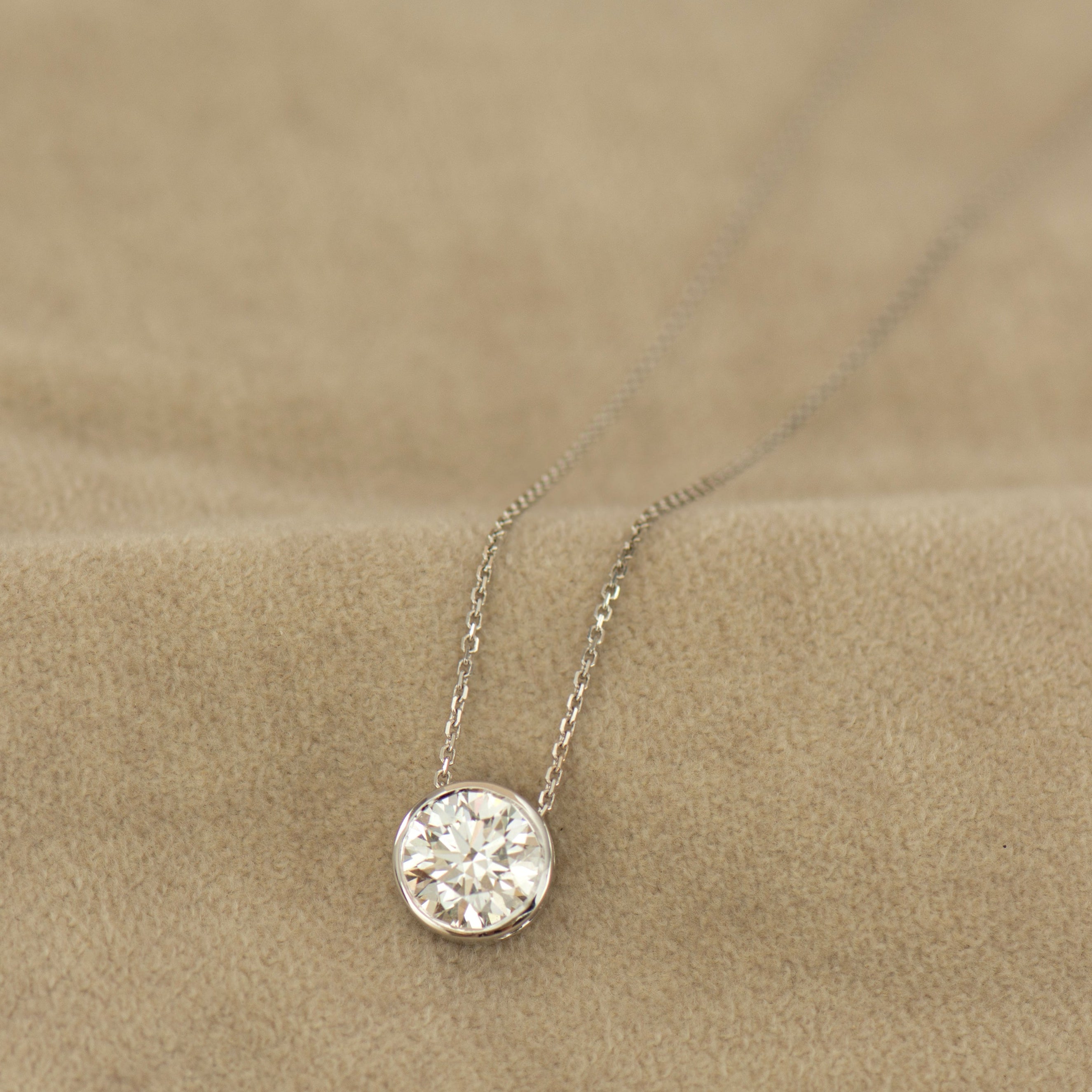 Bezel Lab Diamond Solitaire Necklace