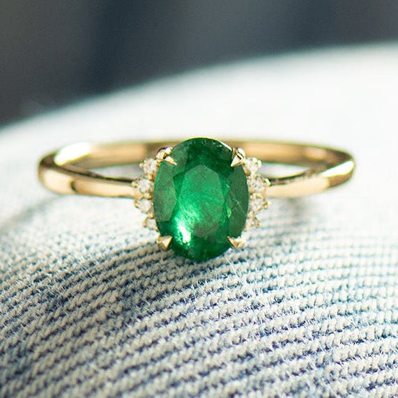 Emerald Oval Engagement Ring