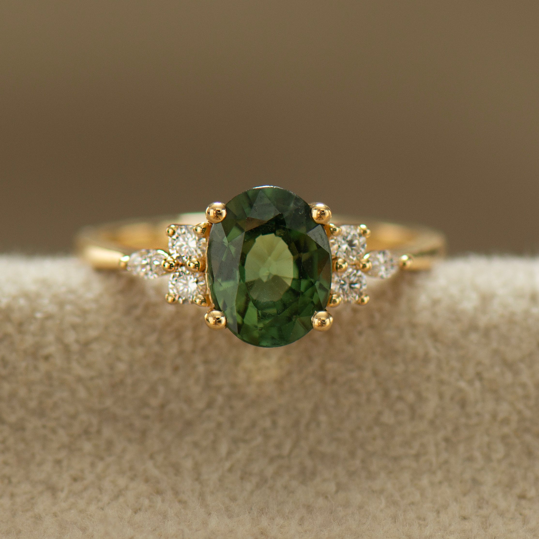 2.0 Carat Lotus Green Sapphire Ring