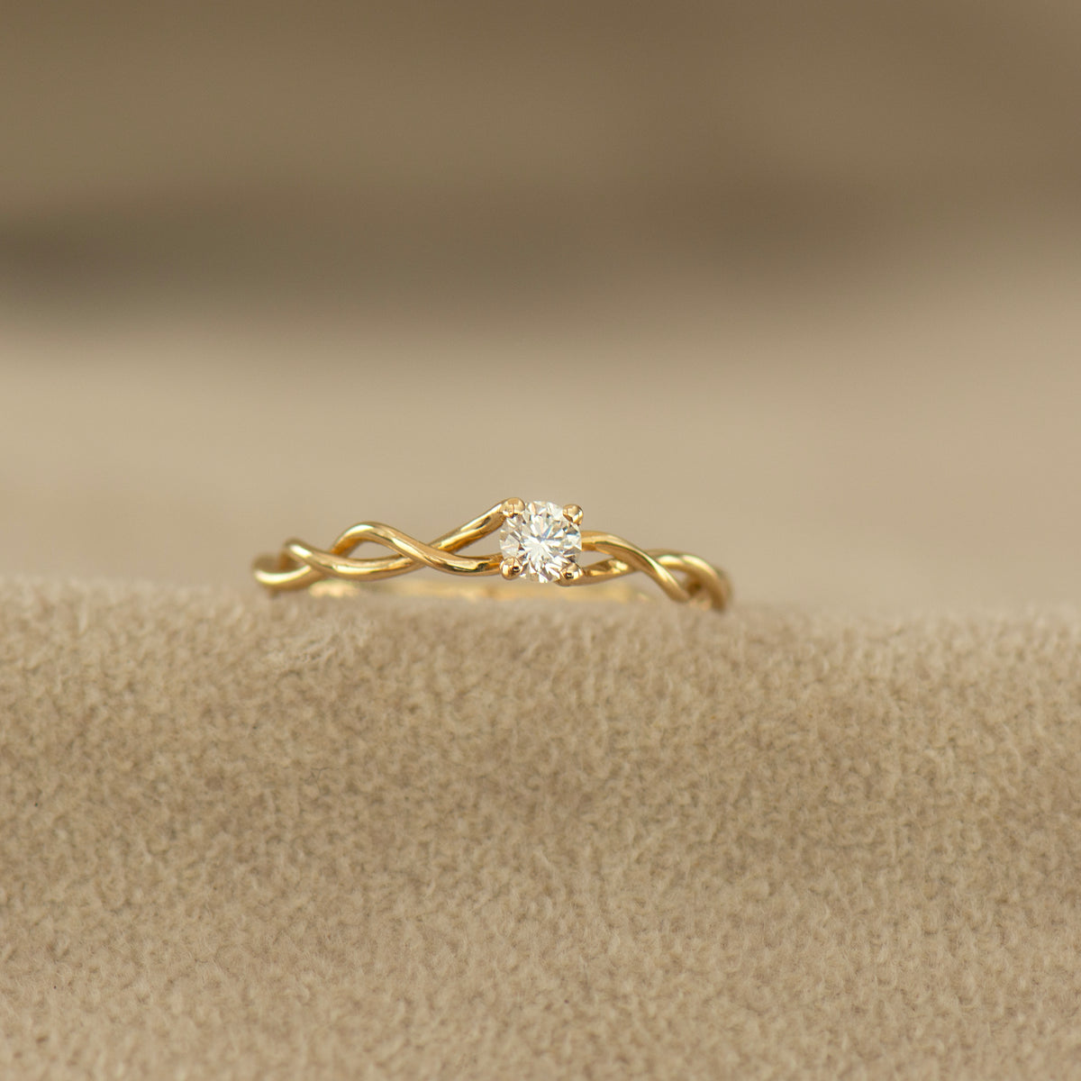 0.17CT Dainty Braided Engagement Ring - 14K Yellow Gold