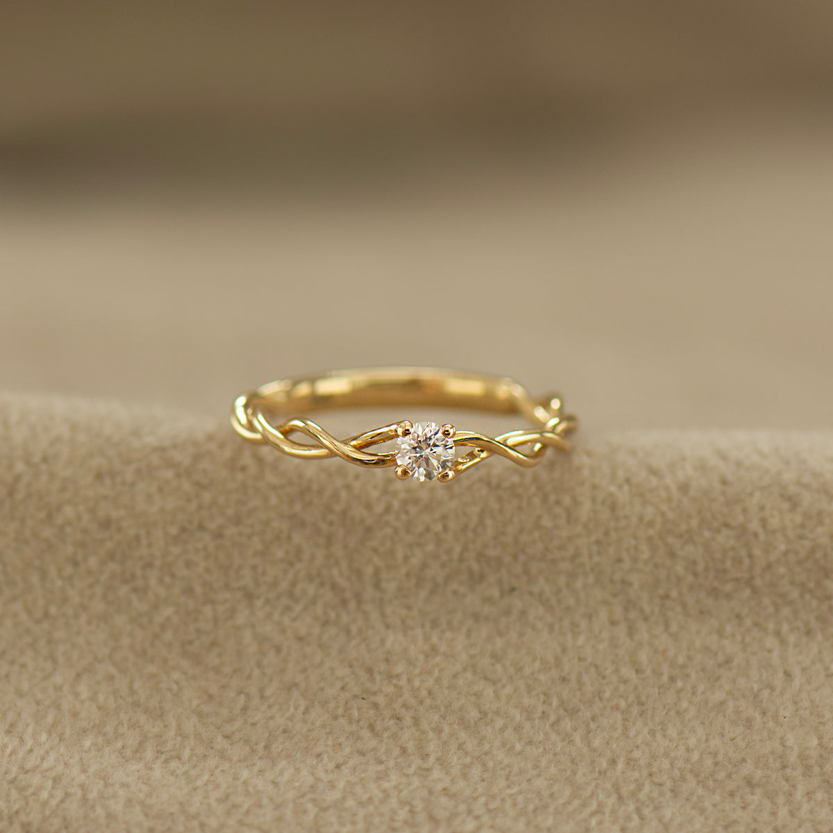0.17CT Dainty Braided Engagement Ring - 14K Yellow Gold