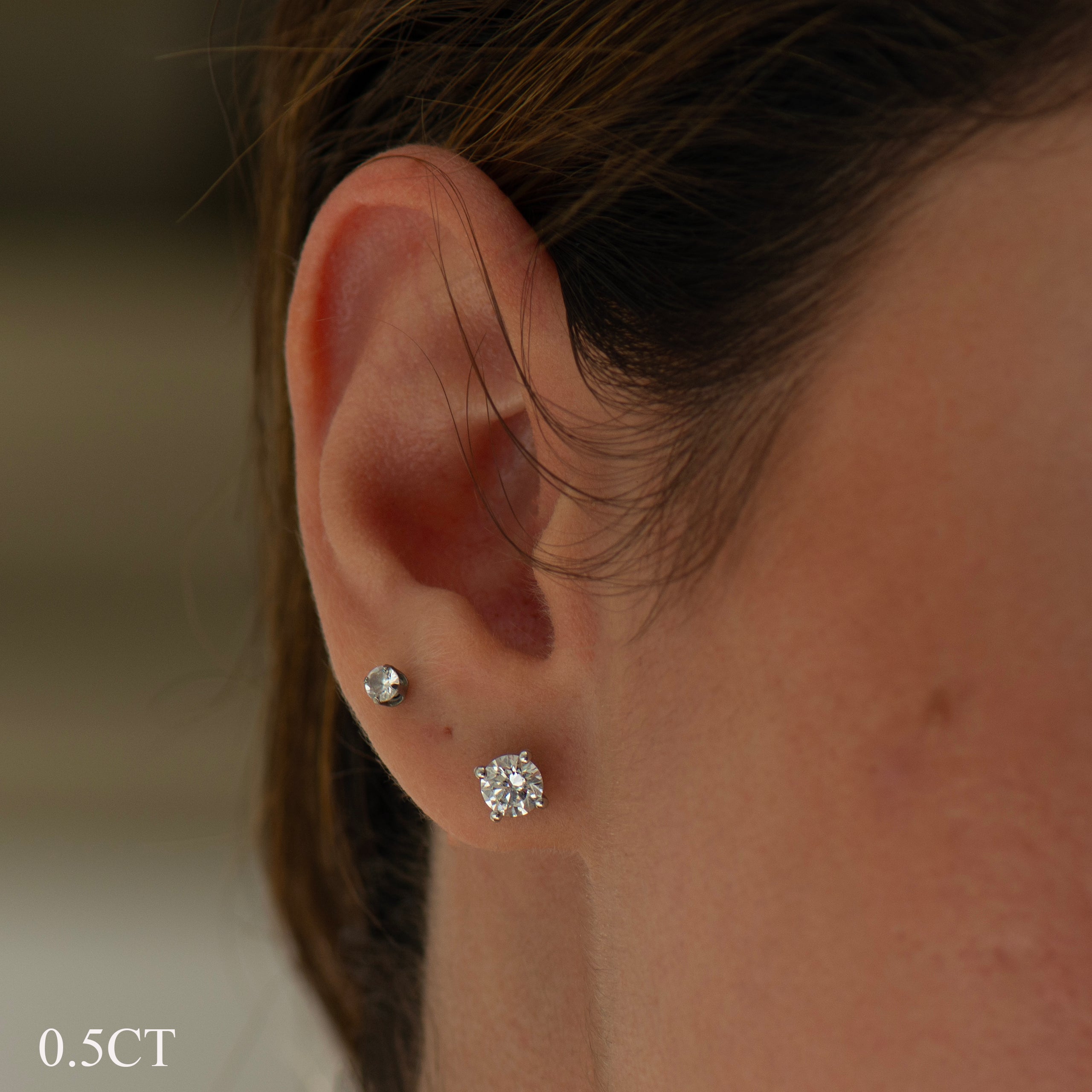 Round Lab Diamond Studs