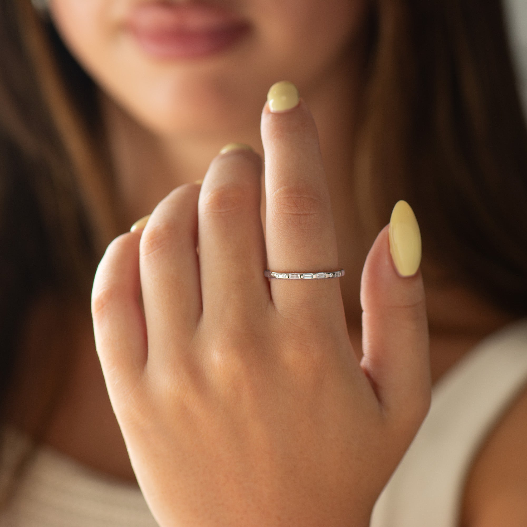 Personalized Morse Code Diamonds Ring