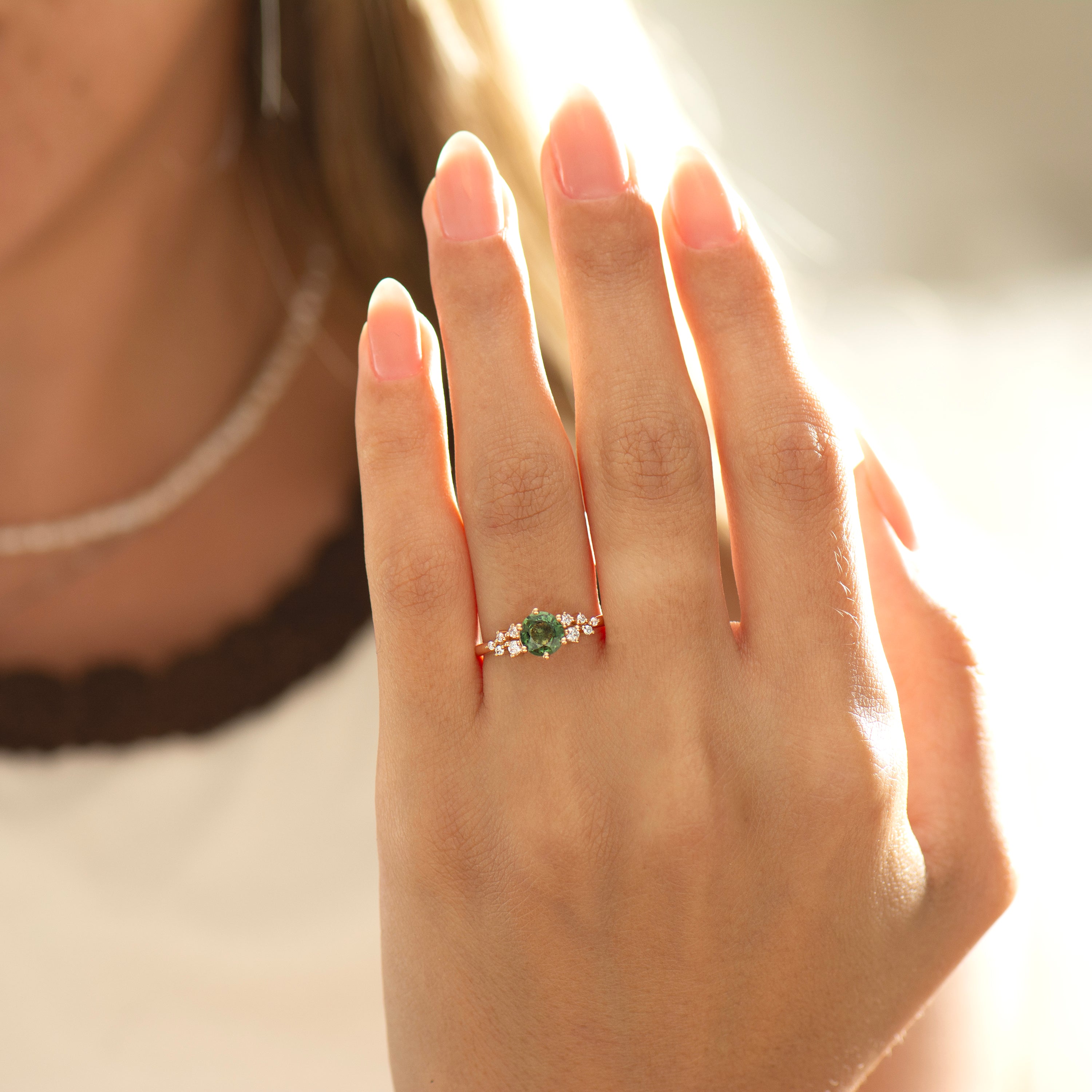 Bloom Forest Green Cluster Ring