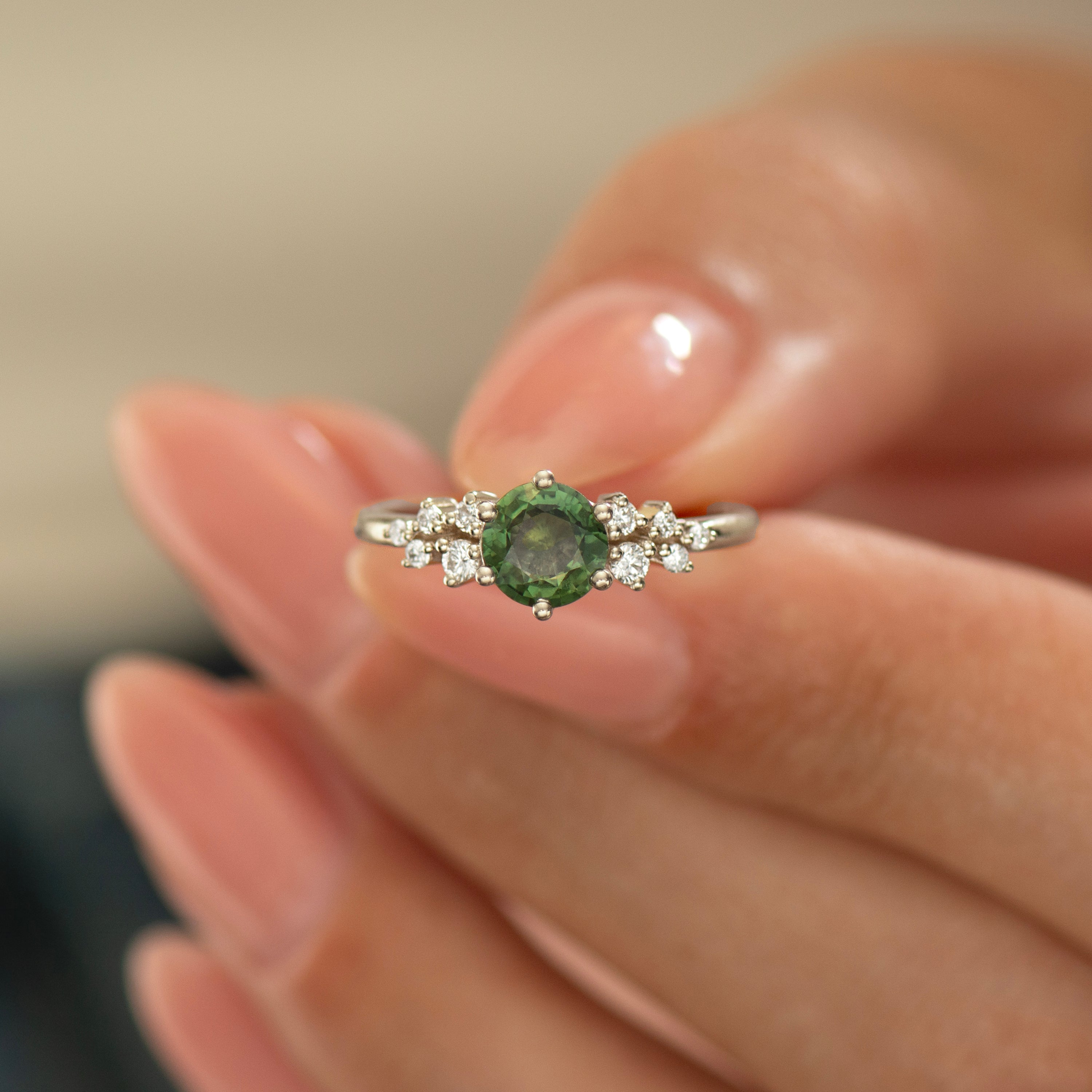 Bloom Forest Green Cluster Ring