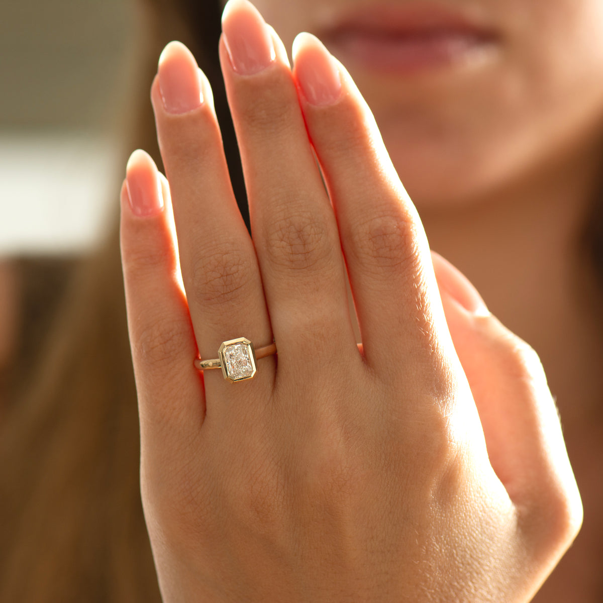 Elongated Radiant Cut Diamond Ring